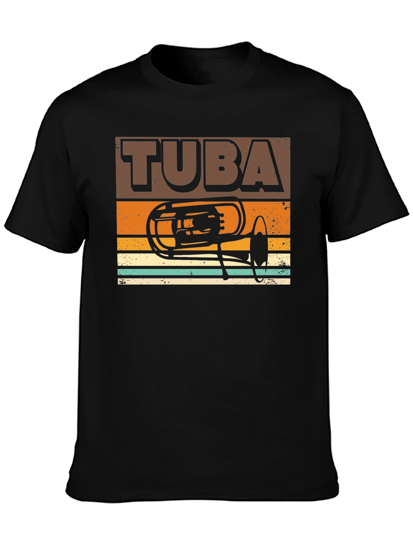 Black Retro Tuba Graphic Tee - Musician's Gift view 3