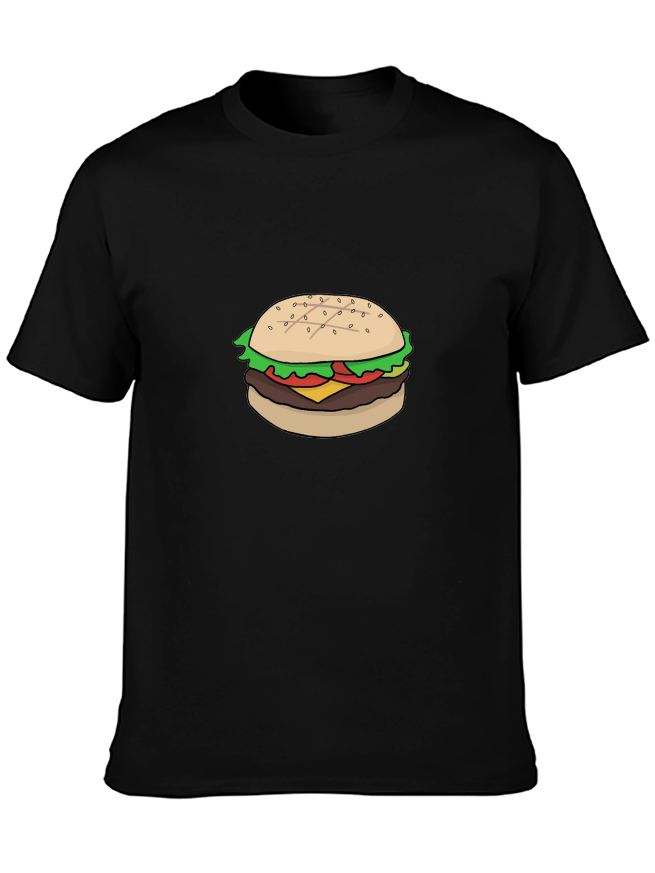 Black Burger Graphic Tee - Casual Black T-Shirt view 3