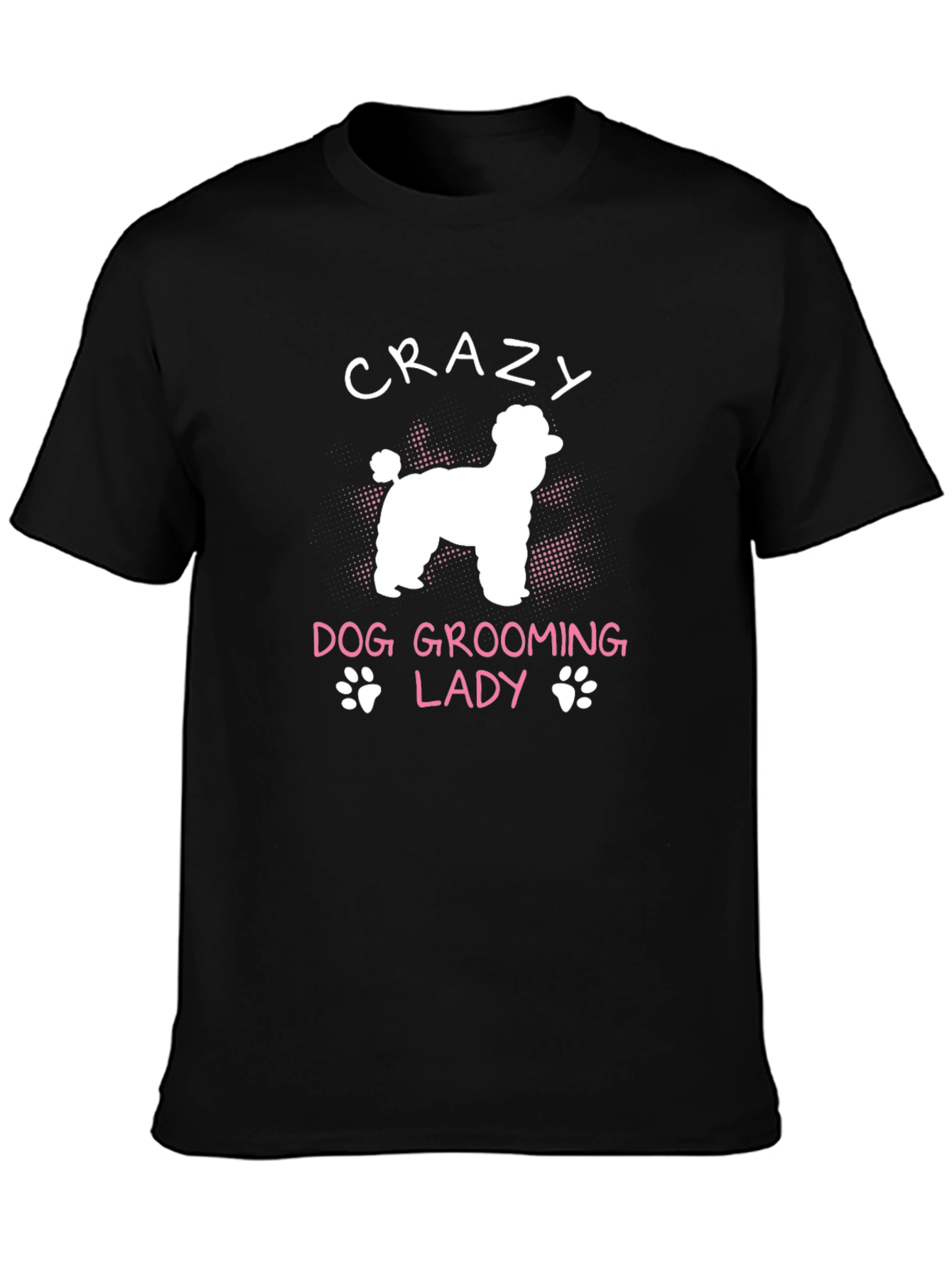 Black Crazy Dog Grooming Lady Graphic Tee view 3