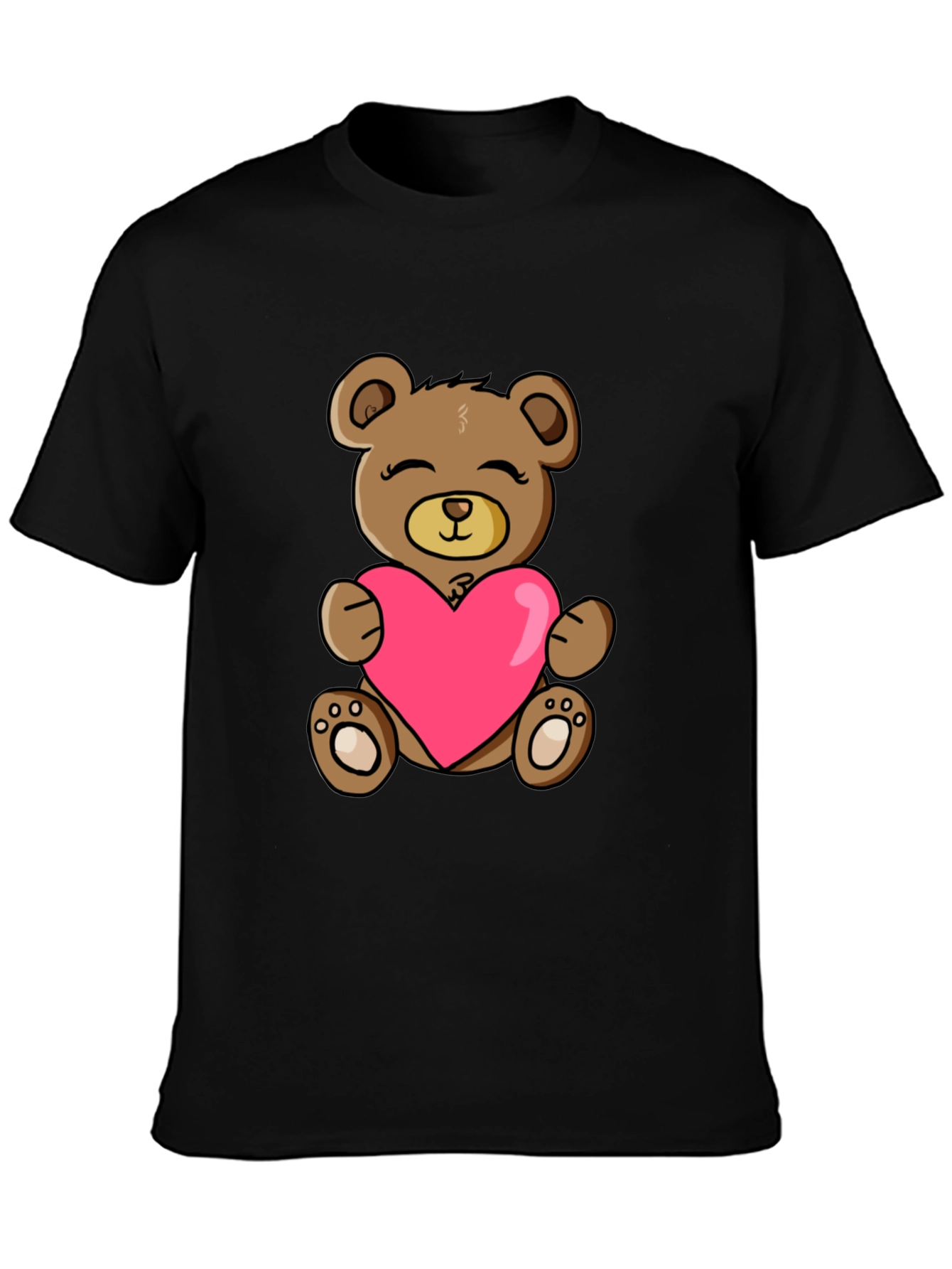 Black Teddy Bear Heart T-Shirt - Cute & Comfy! view 3