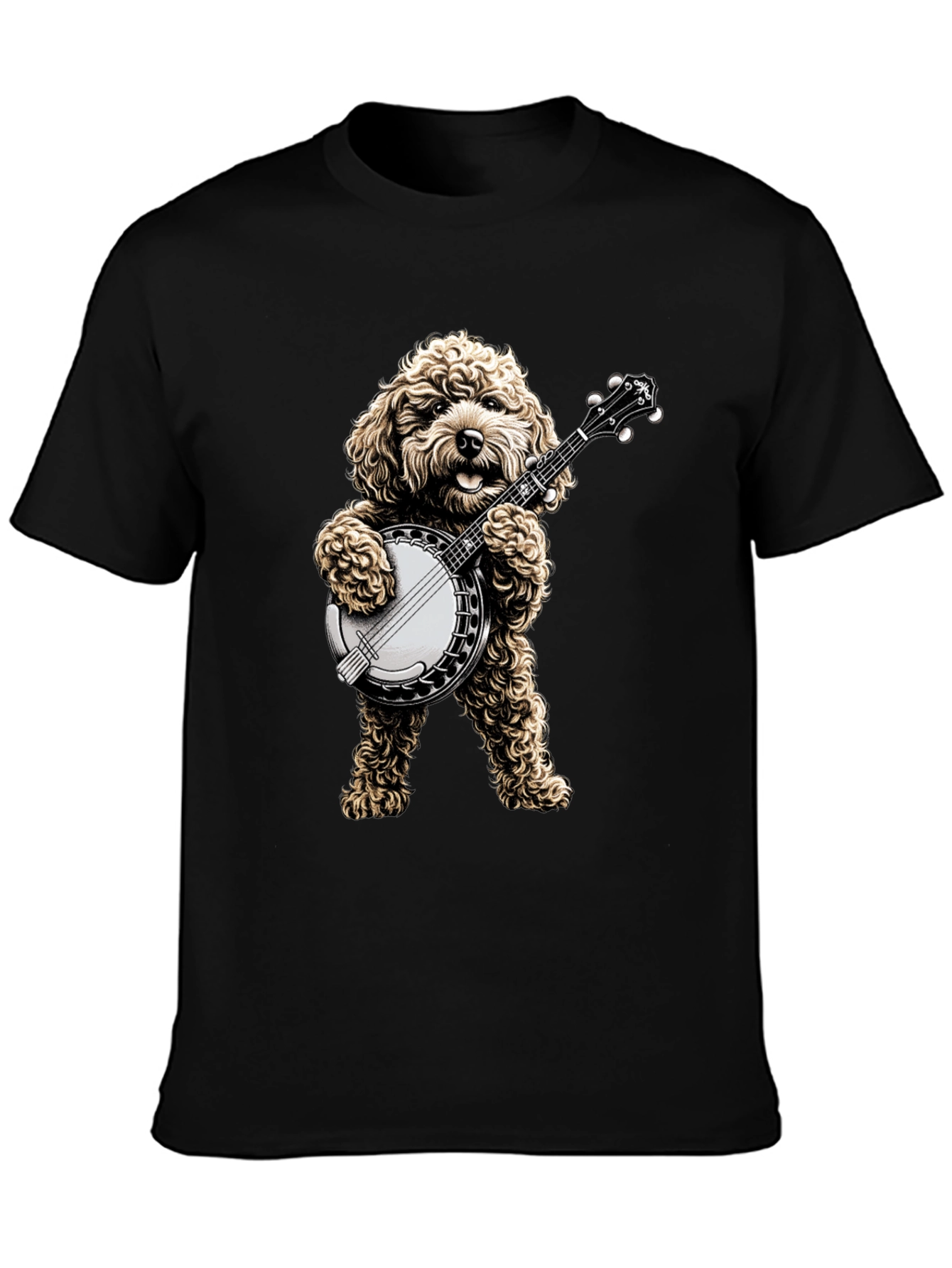 Dog Playing Banjo T-Shirt - Musical Canine Tee - 3