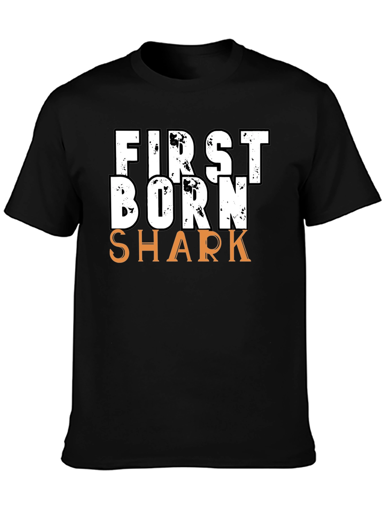 Black First Born Shark T-Shirt - Novelty Graphic Tee view 3
