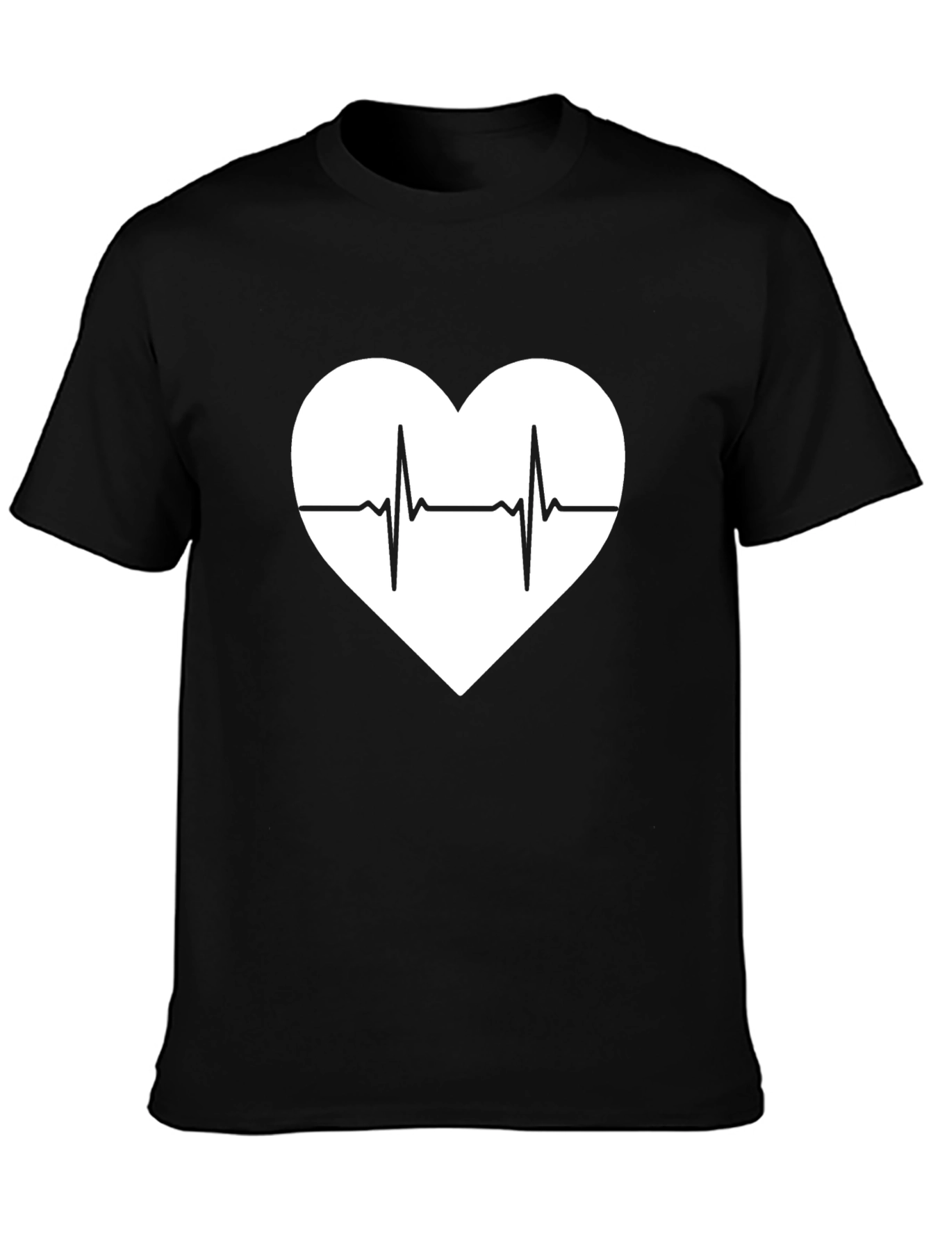 Black Heartbeat Heart T-Shirt view 3