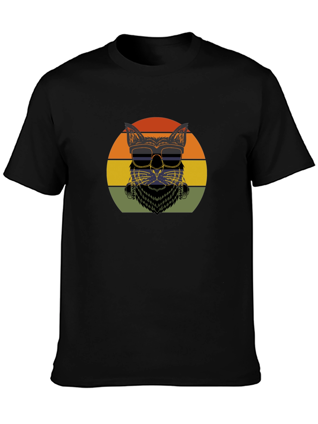 Black Cool Cat Retro T-Shirt view 3