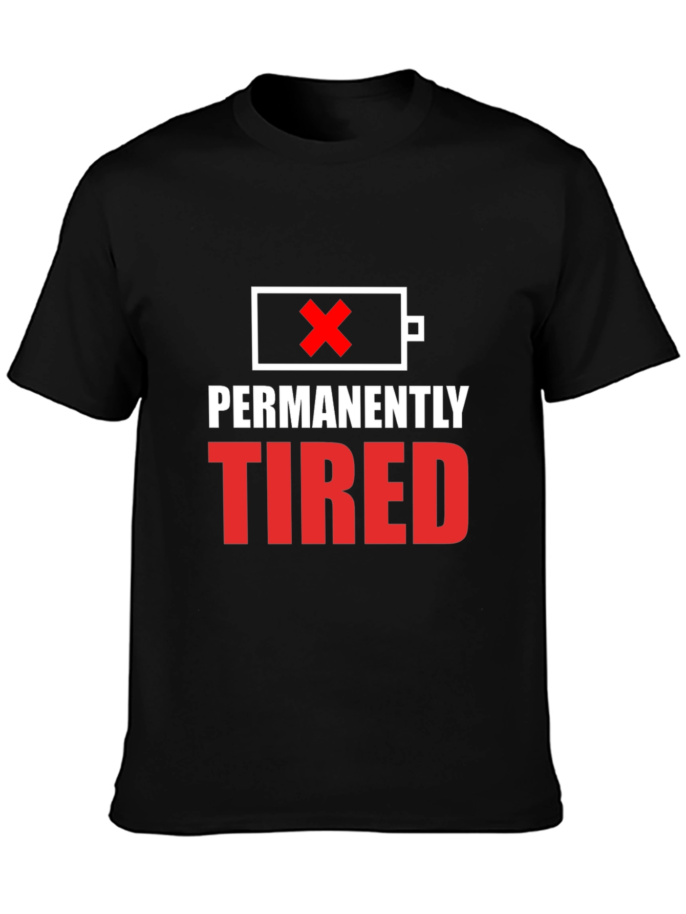 Black Permanently Tired Graphic Tee - Funny Slogan Shirt view 3