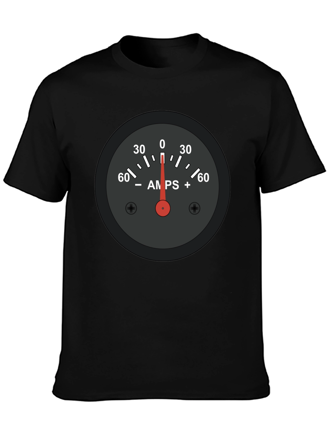 Black Amps Gauge Graphic Tee - Cool Automotive Shirt view 3