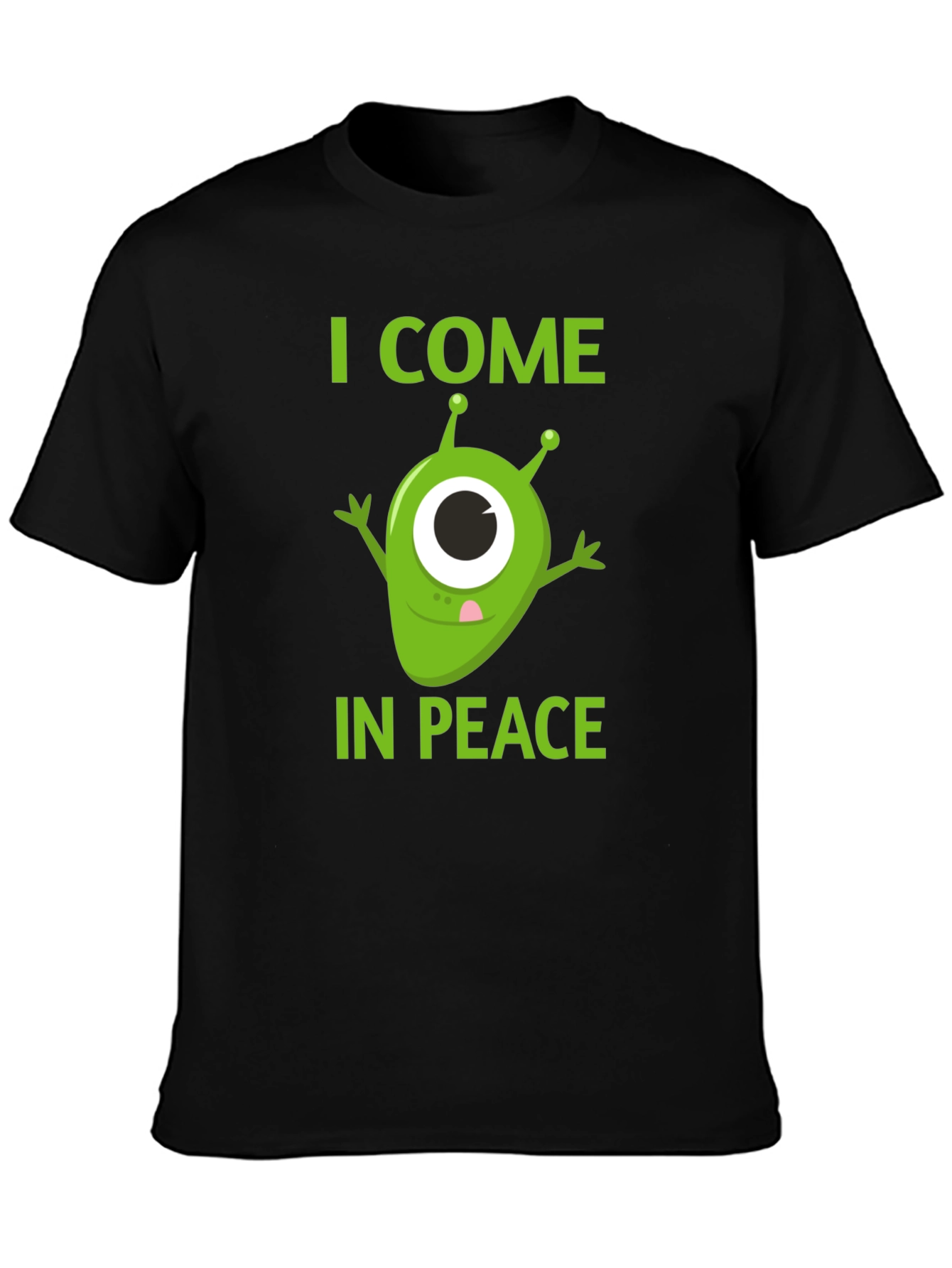 Black I Come In Peace Alien Graphic T-Shirt view 3