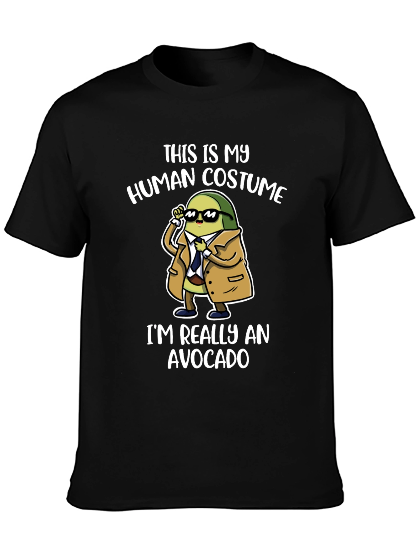 Black Avocado Human Costume Graphic T-Shirt view 3