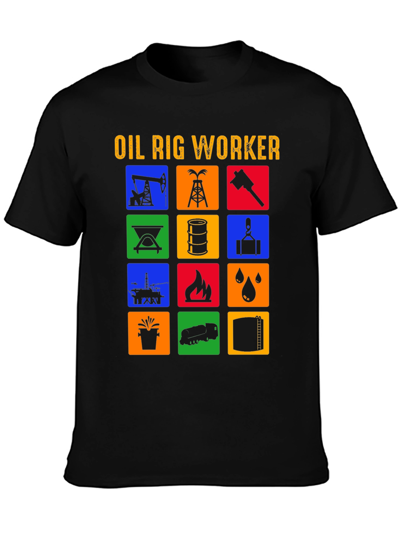 Black Oil Rig Worker Graphic Tee view 3