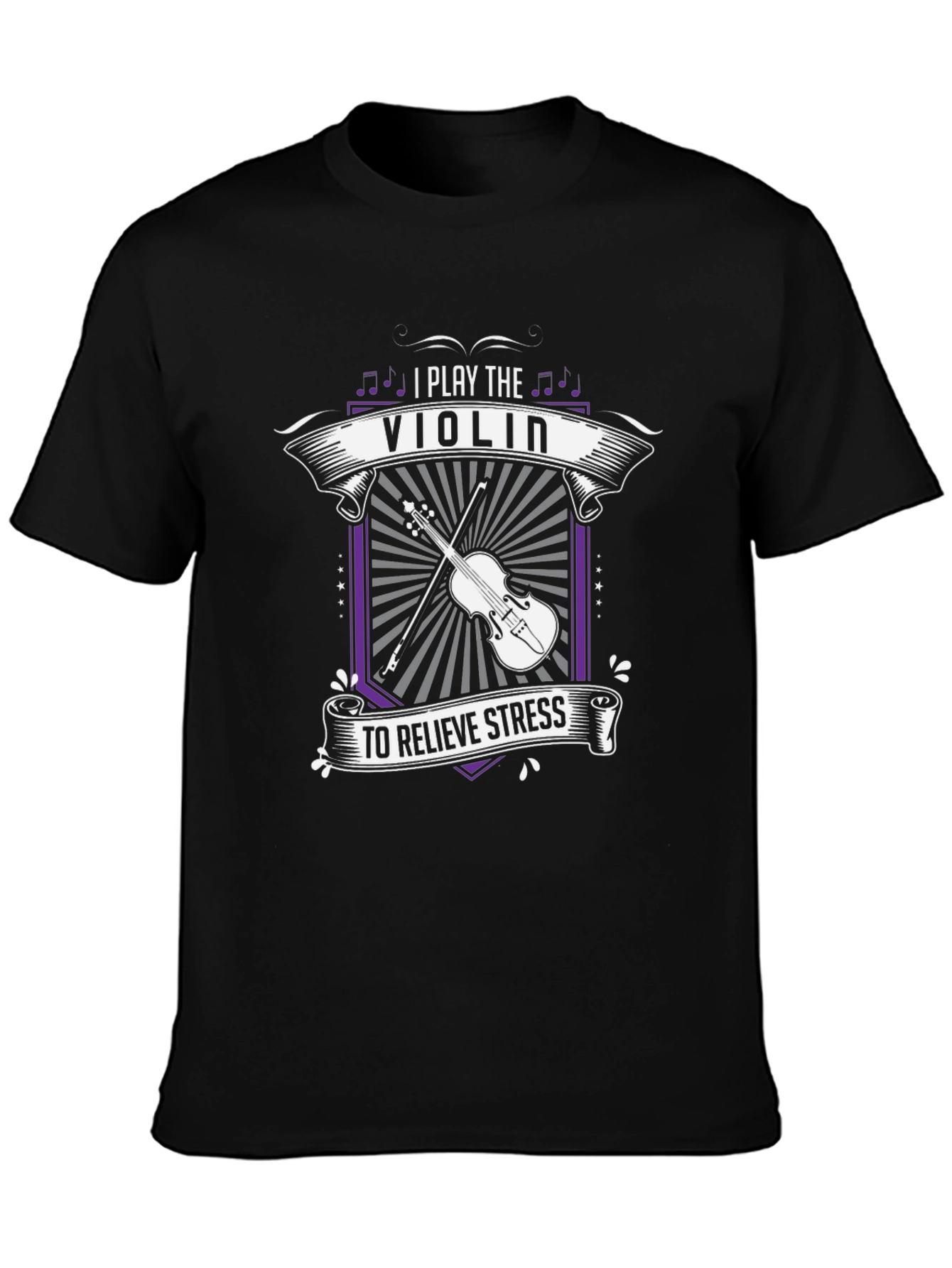 I Play the Violin to Relieve Stress Black T-Shirt - 3