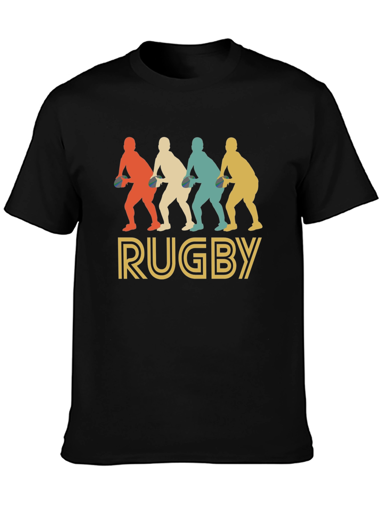Black Vintage Rugby Player T-Shirt - Retro Style view 3