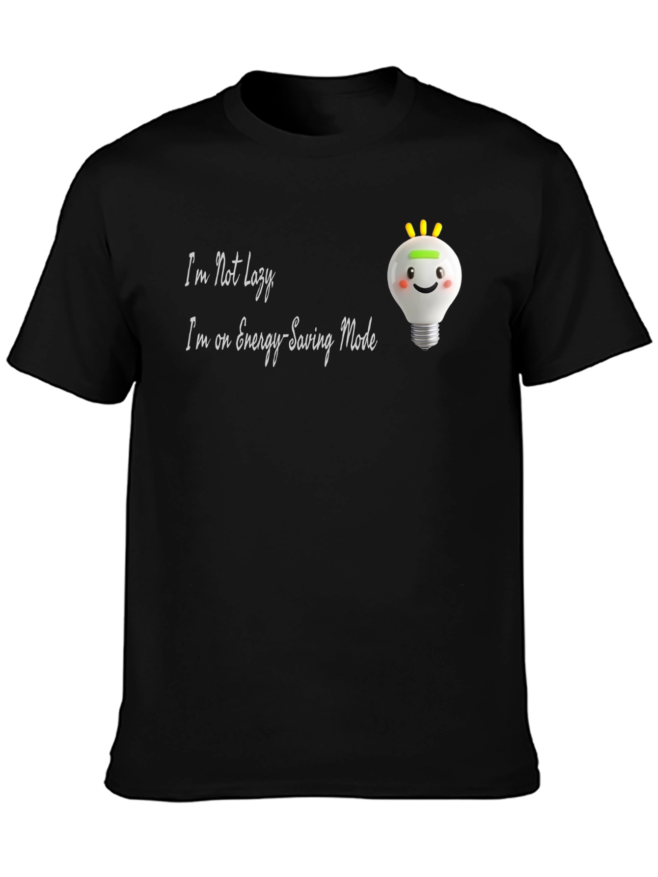 Black Funny Energy Saving Mode Graphic Tee view 3