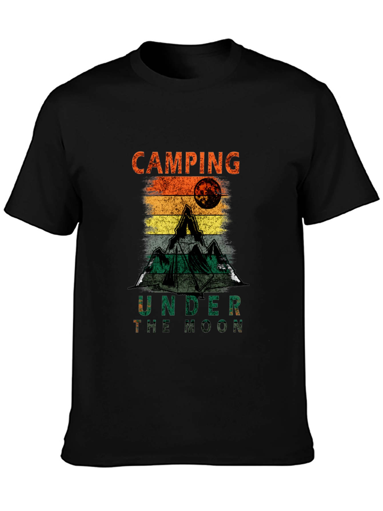 Black Camping Under The Moon T-Shirt view 3