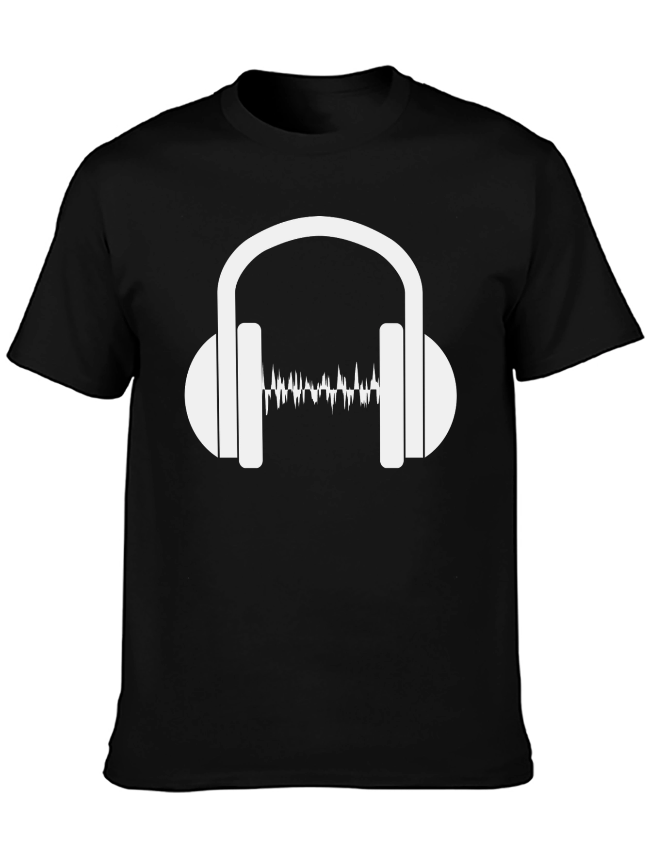 Black Sound Wave Headphones Graphic Tee view 3