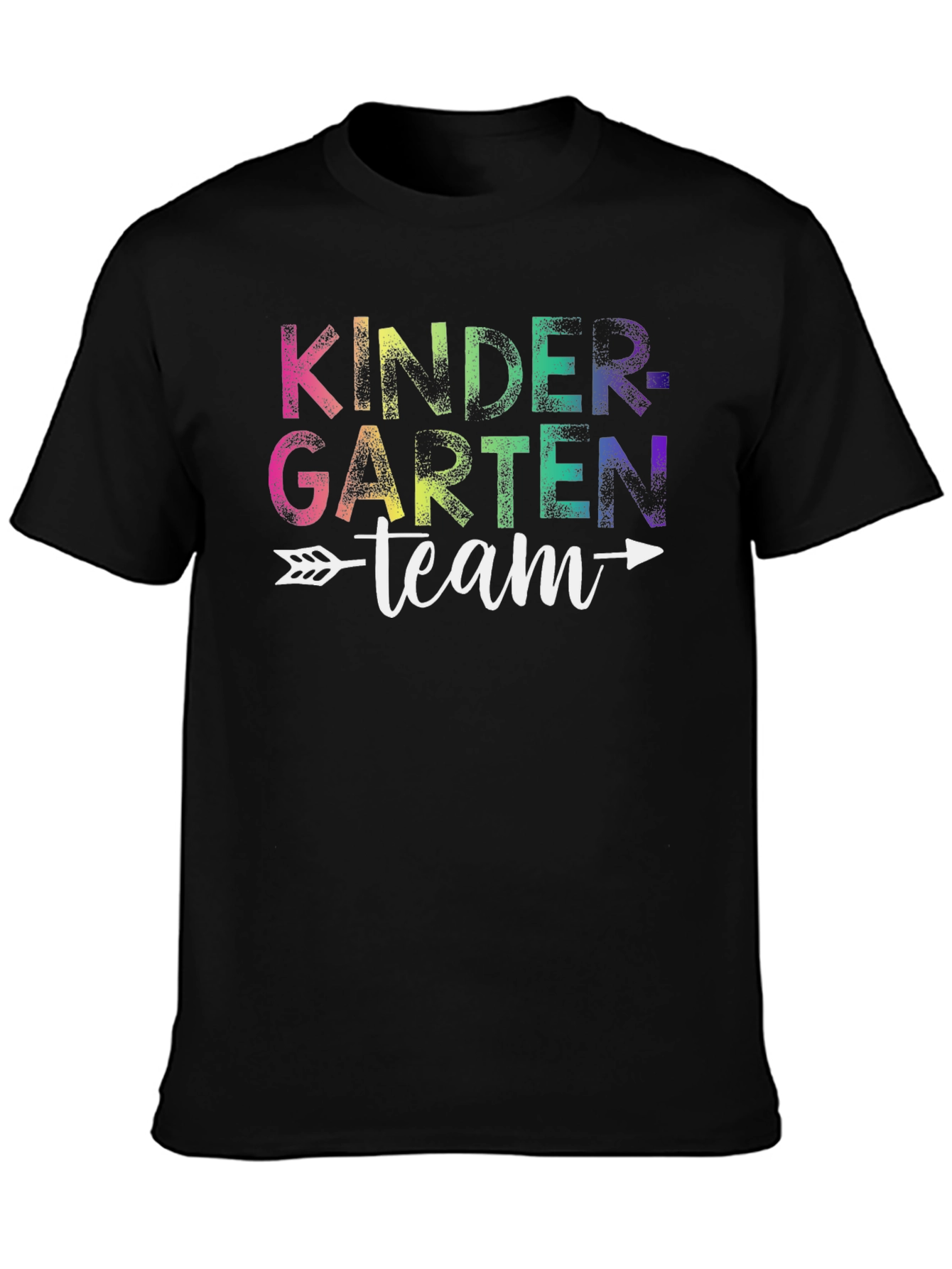 Black Kindergarten Team Rainbow Graphic T-Shirt view 3