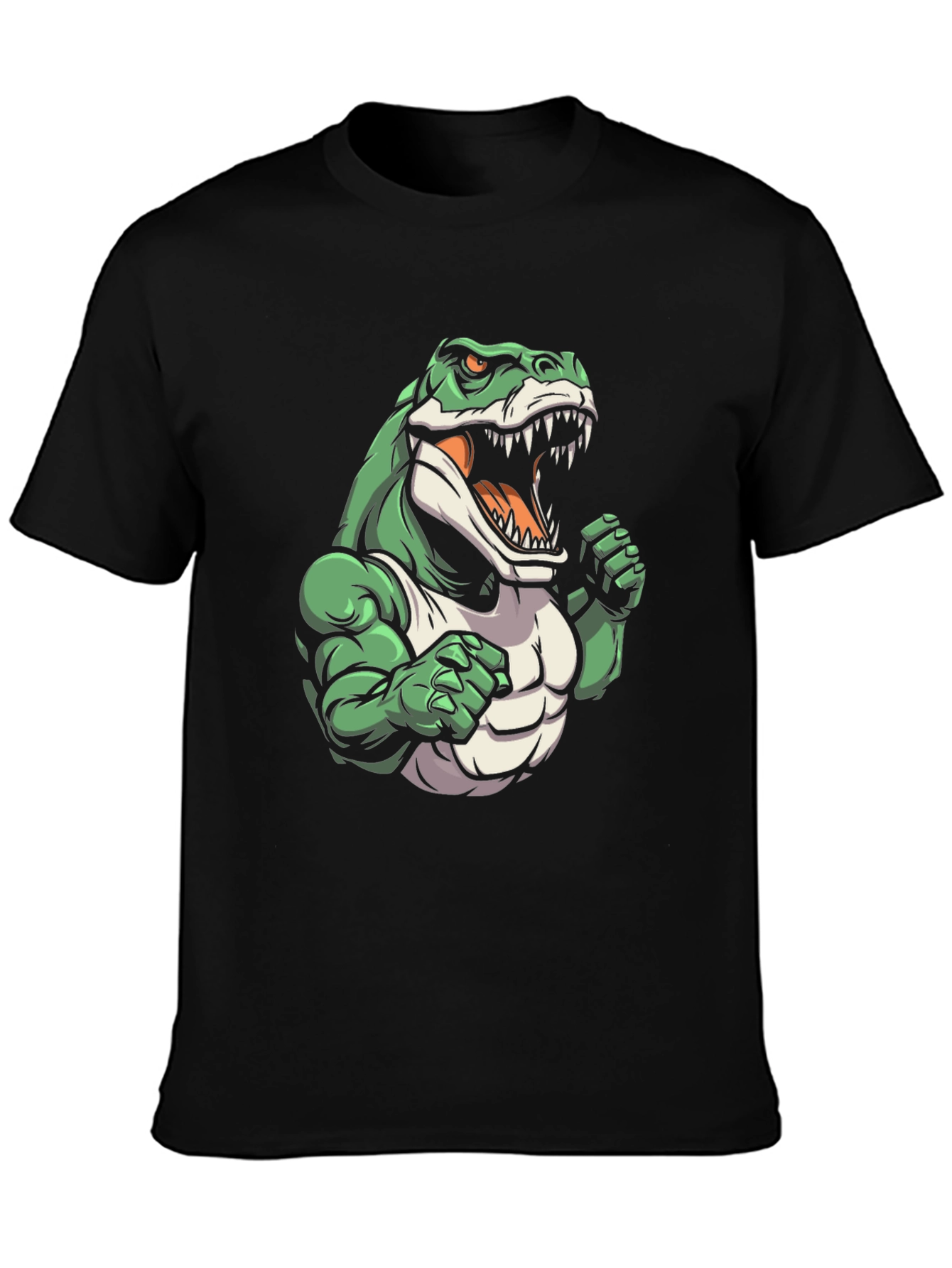 Black Dinosaur Gym T-Shirt - Cartoon Style view 3