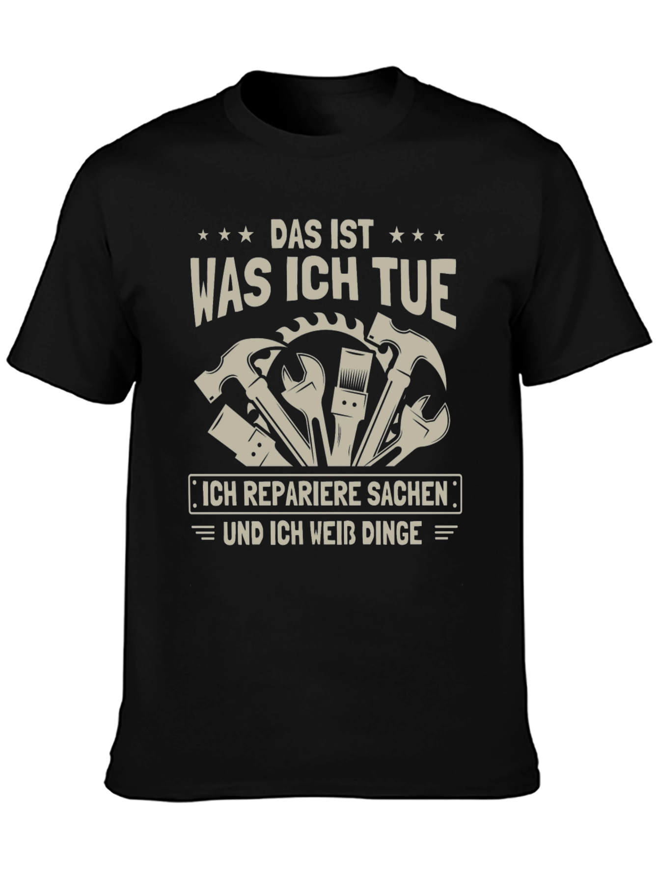 Black Das Ist Was Ich Tue Repairman Graphic Tee view 3