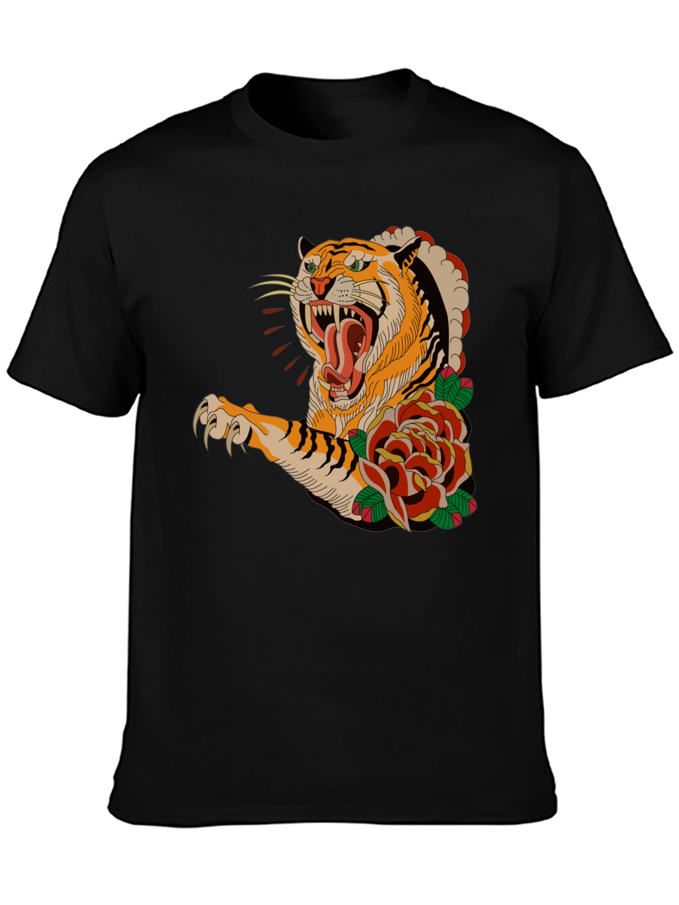 Tiger & Roses Graphic T-Shirt - Bold Black Tee - 3
