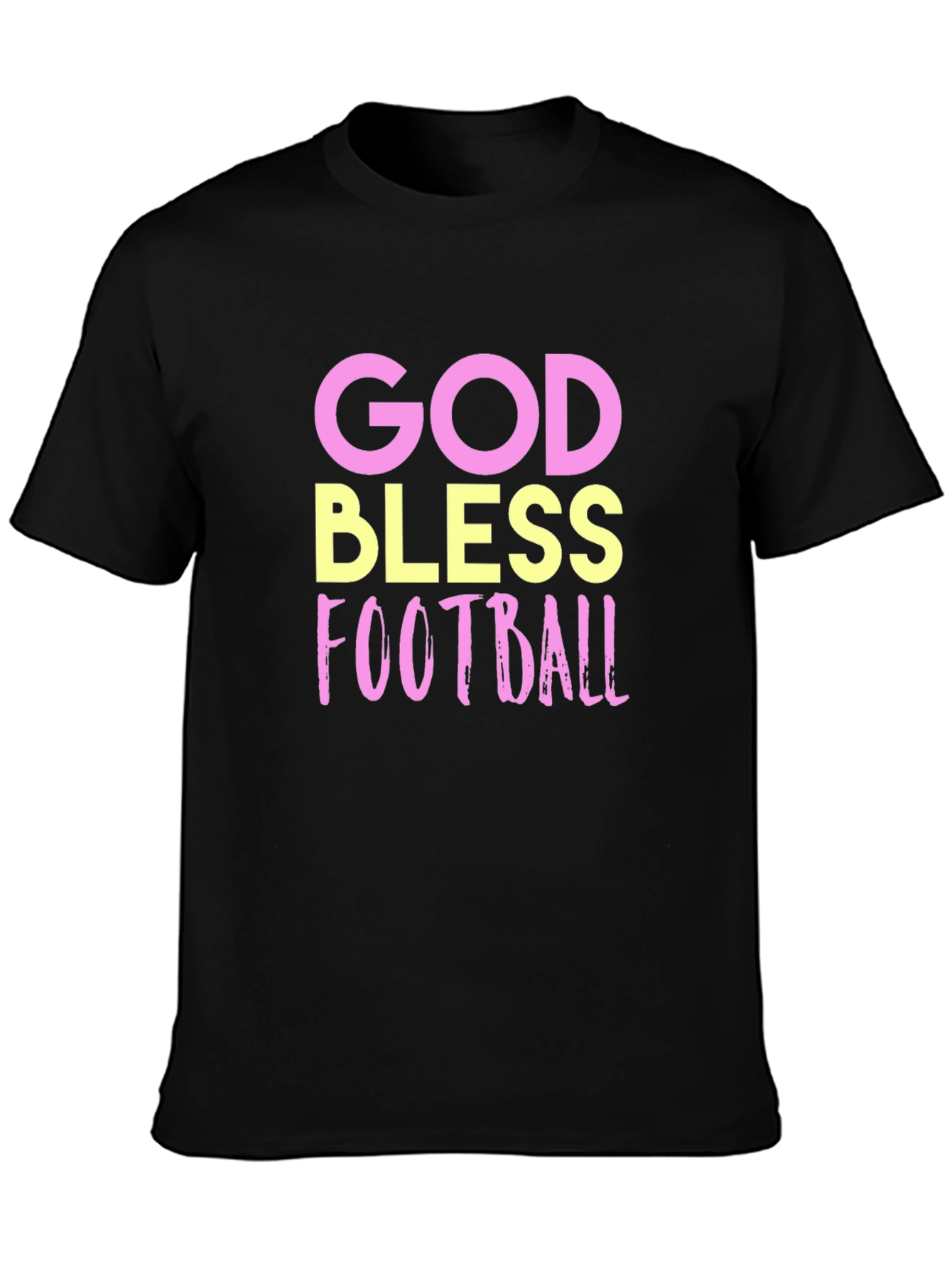 Black God Bless Football Graphic Tee - Soft Cotton Comfort view 3