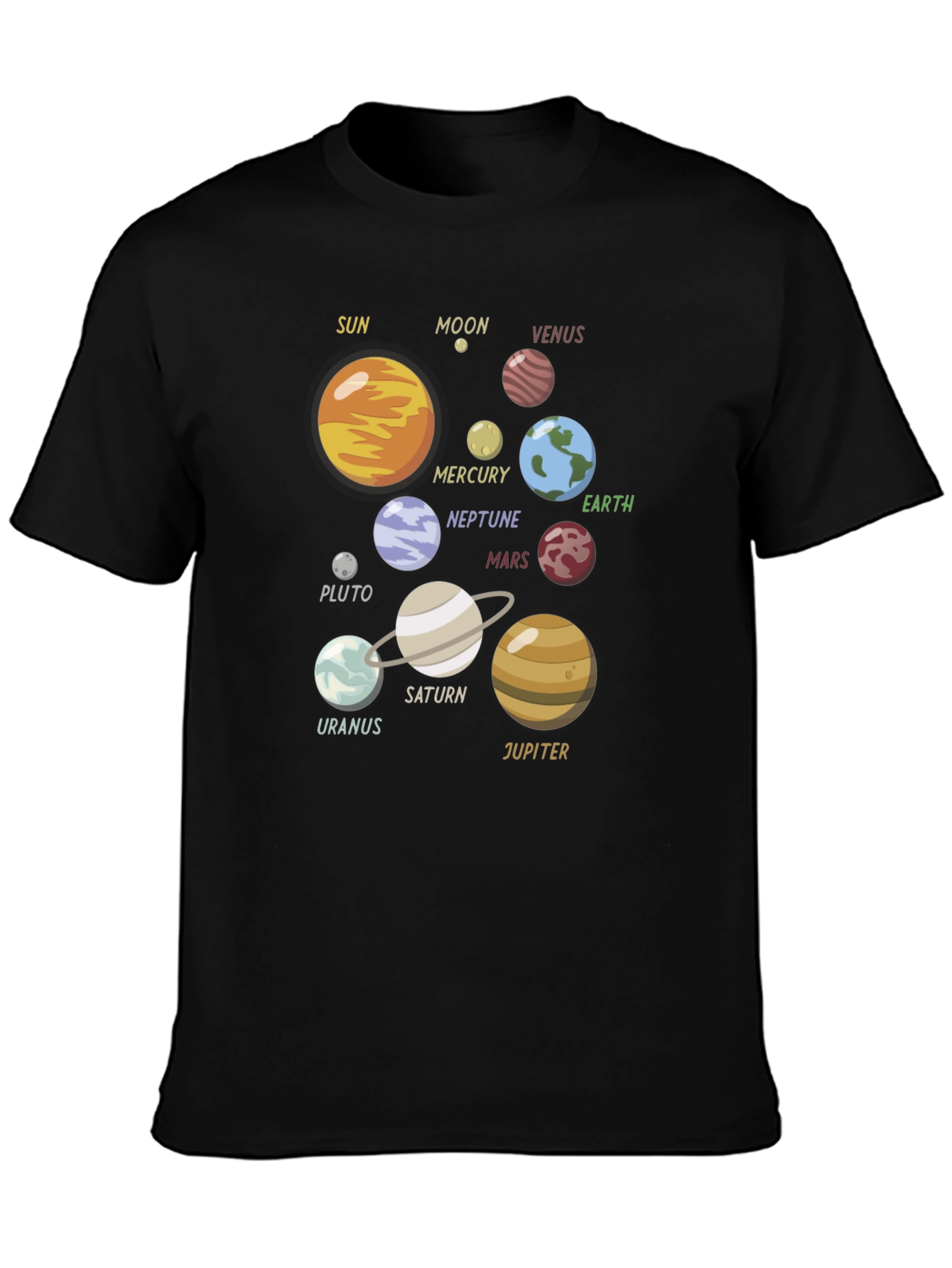 Black Planets Graphic T-Shirt - Space Geek Style view 3