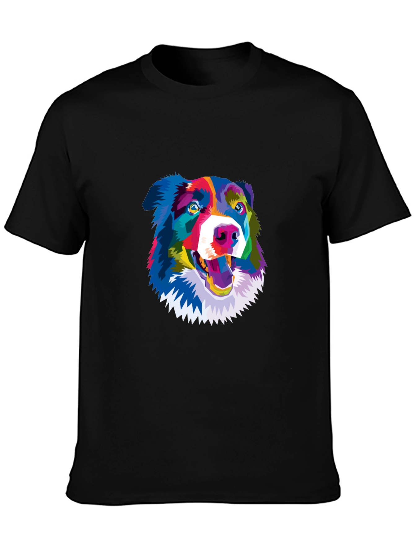 Black Colorful Dog Graphic Tee - Stylish Comfort view 3
