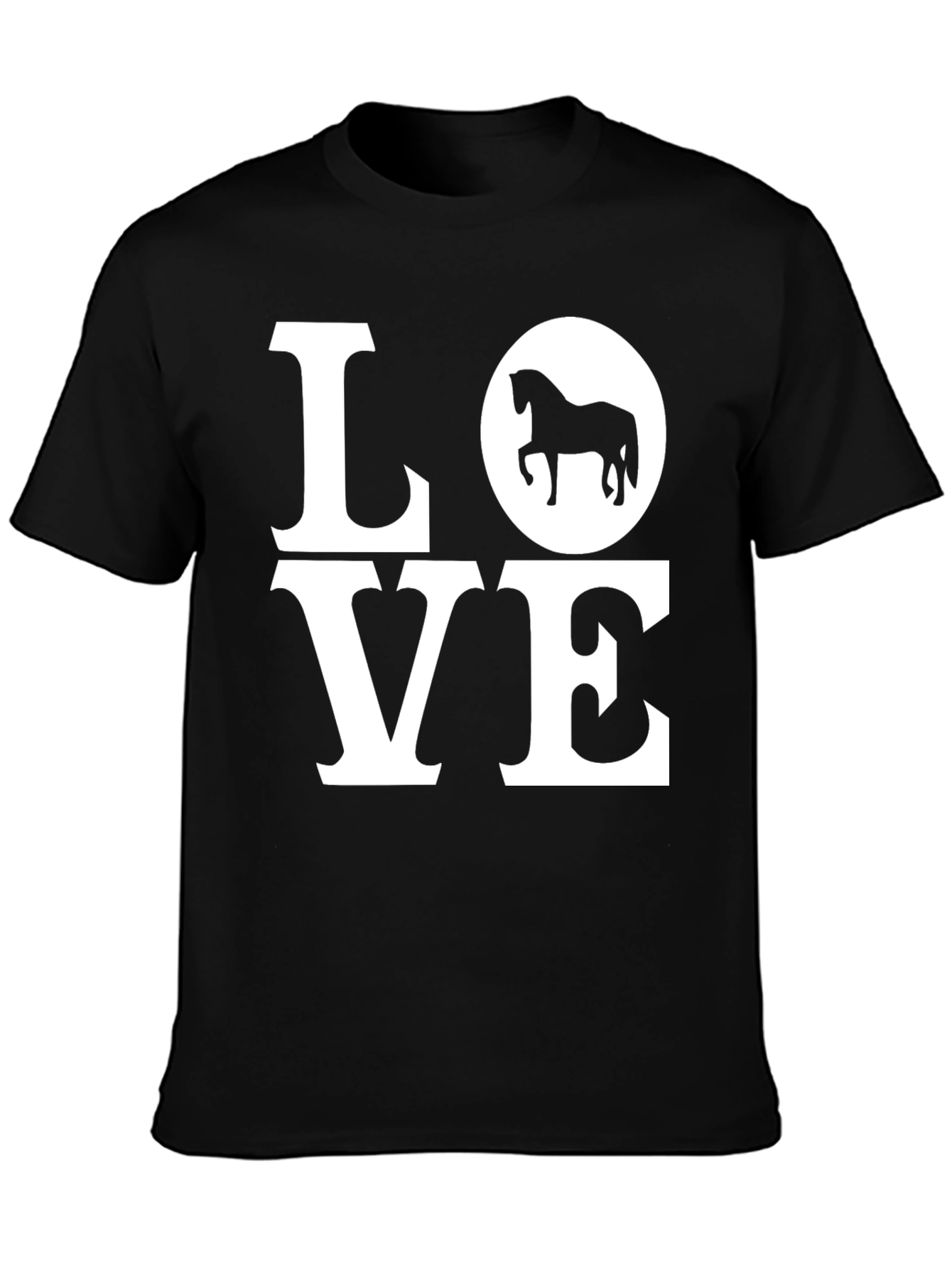 Black Love Horse Graphic T-Shirt - Black Casual Tee view 3