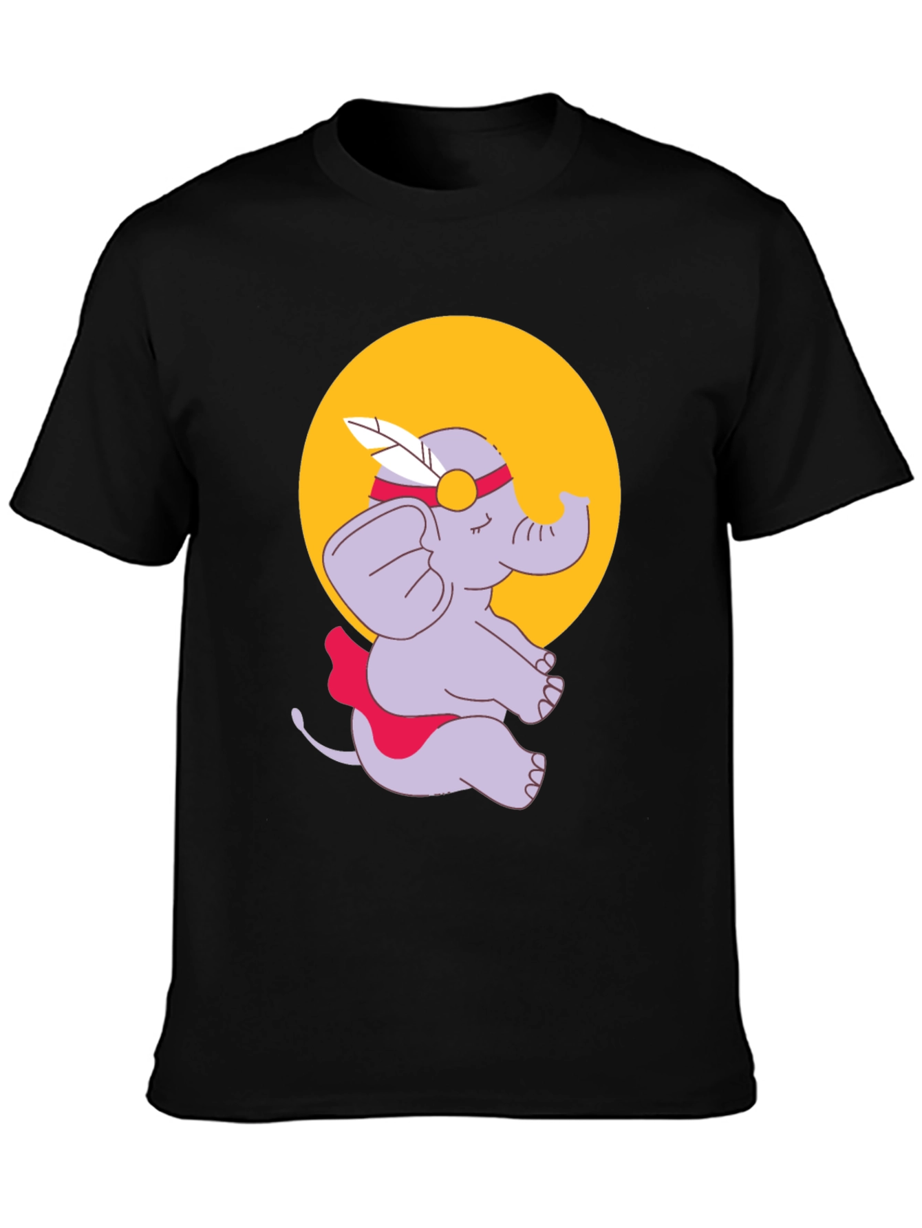 Black Elephant Cartoon T-Shirt - Black view 3