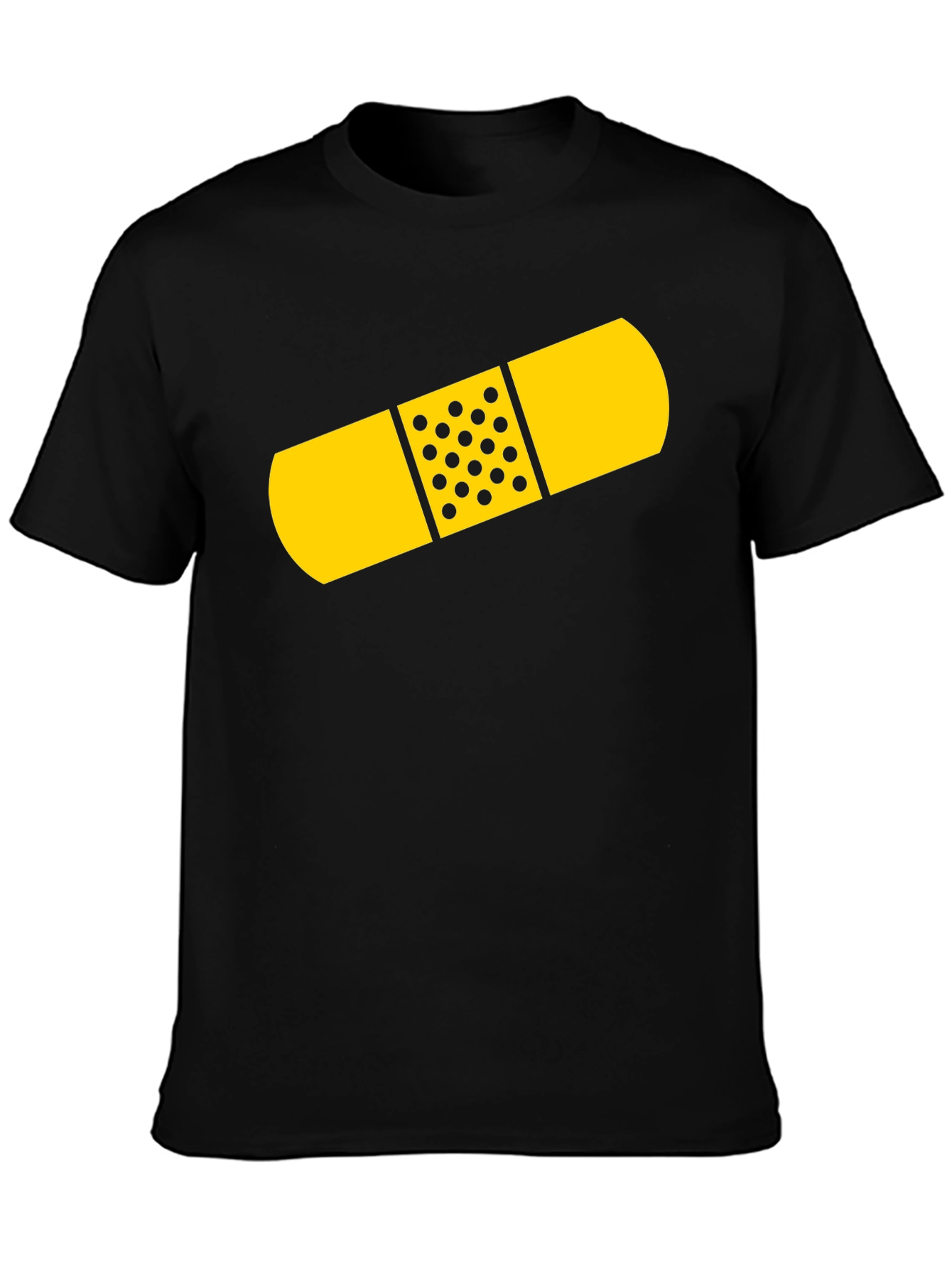 Black Funny Bandage Graphic Tee - Unisex Black T-Shirt view 3