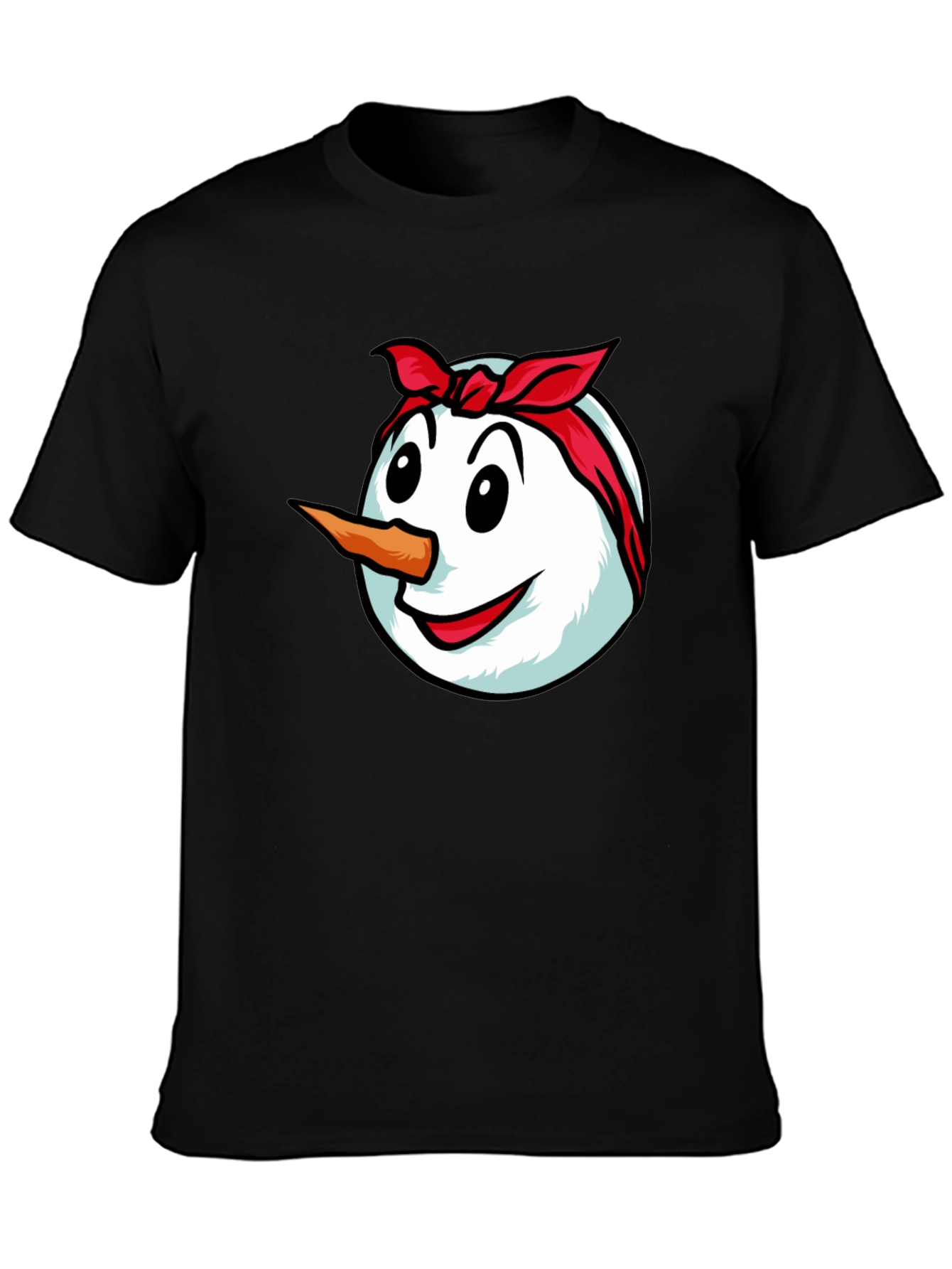 Black Funny Snowman Graphic Tee - Bandana Design view 3