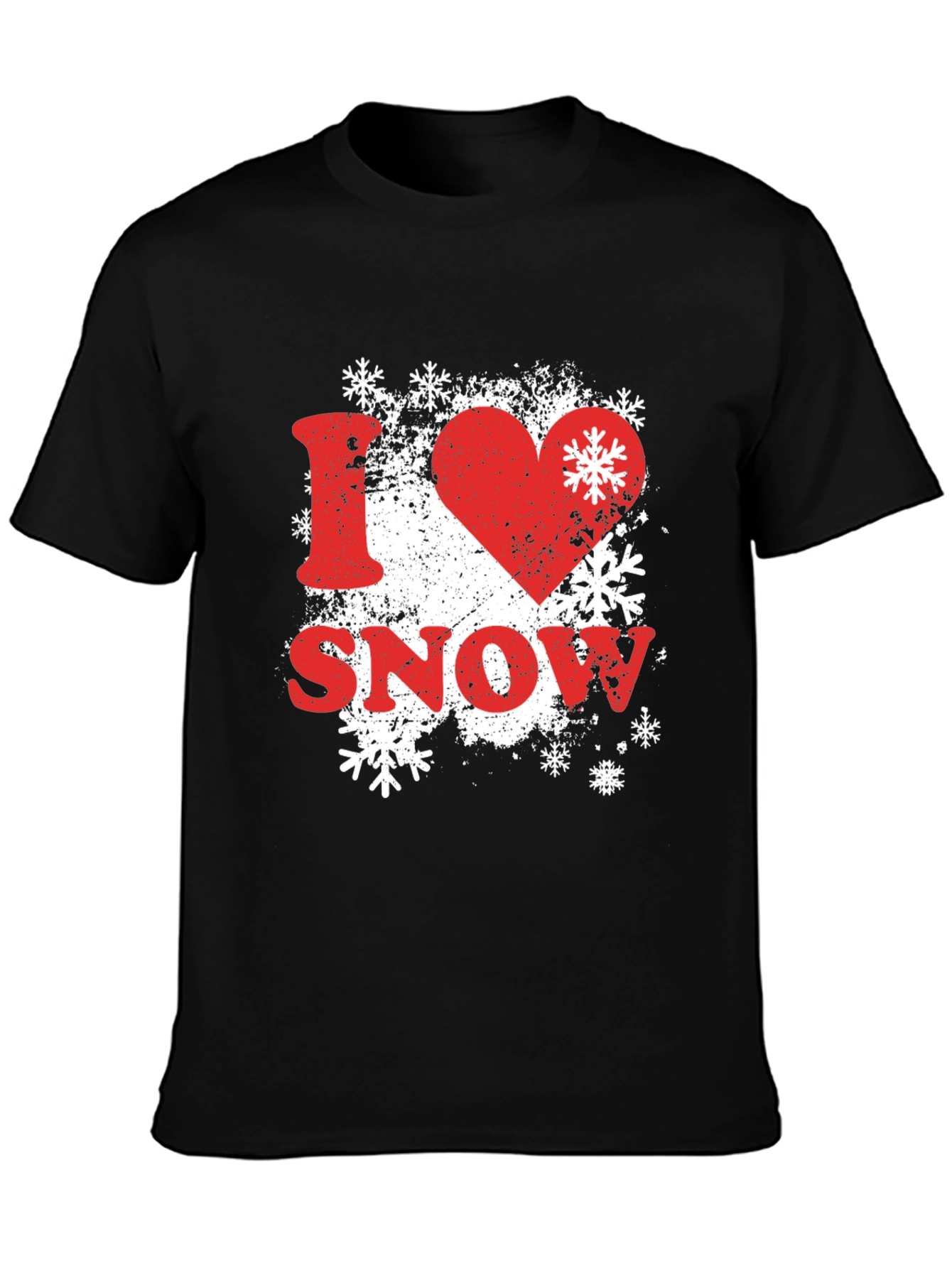 Black I Love Snow Graphic Tee Shirt - Black view 3