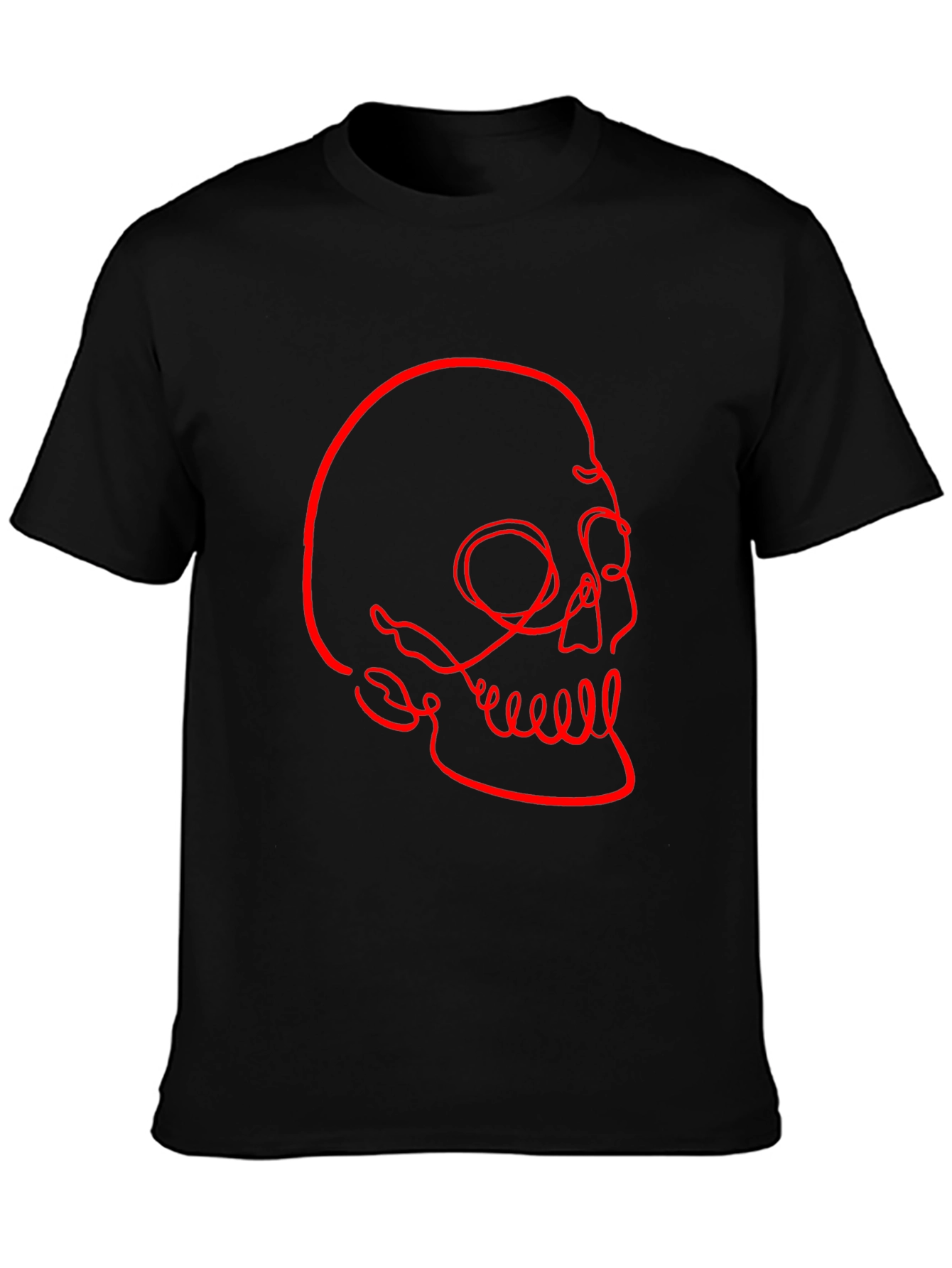 Black Abstract Skull Graphic Tee - Modern Men's Black T-Shirt view 3
