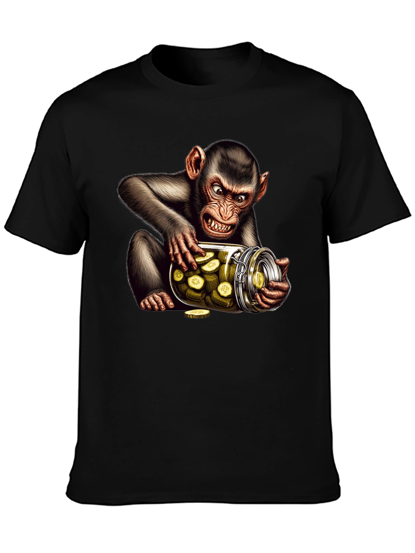 Black Monkey Pickle Jar Graphic Tee - Black view 3