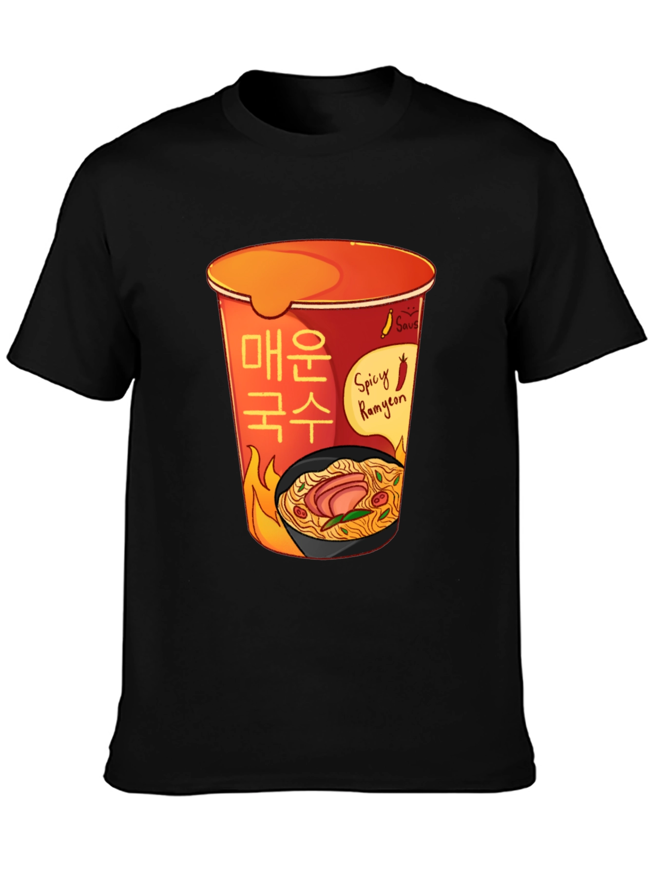 Black Spicy Ramyeon T-Shirt - Ramen Lover Tee view 3