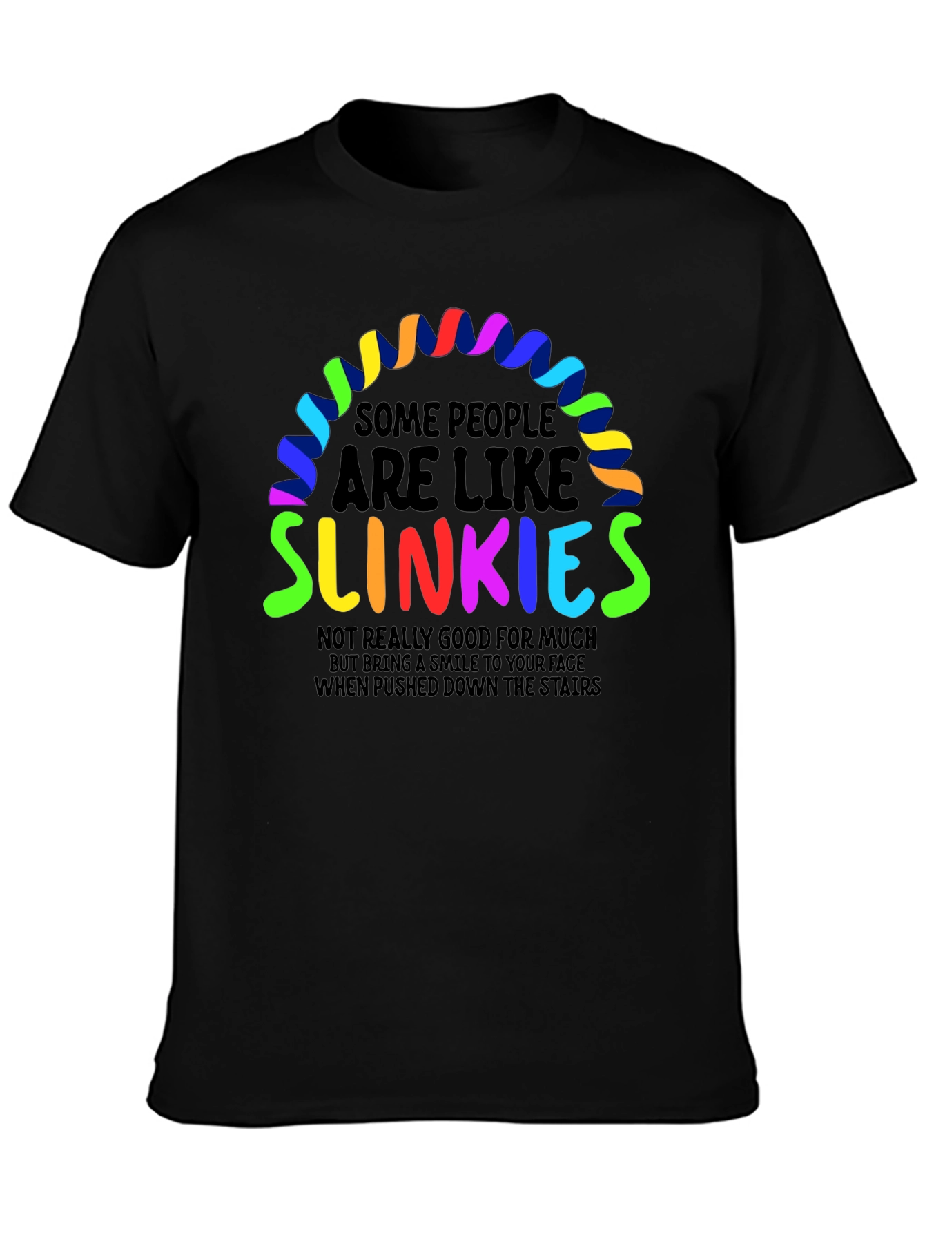 Black Slinkies Graphic Tee - Funny Quirky Humor T-Shirt view 3