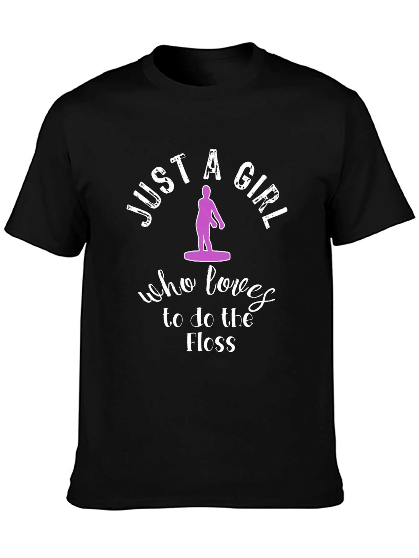 Black Just A Girl Who Loves To Floss T-Shirt view 3