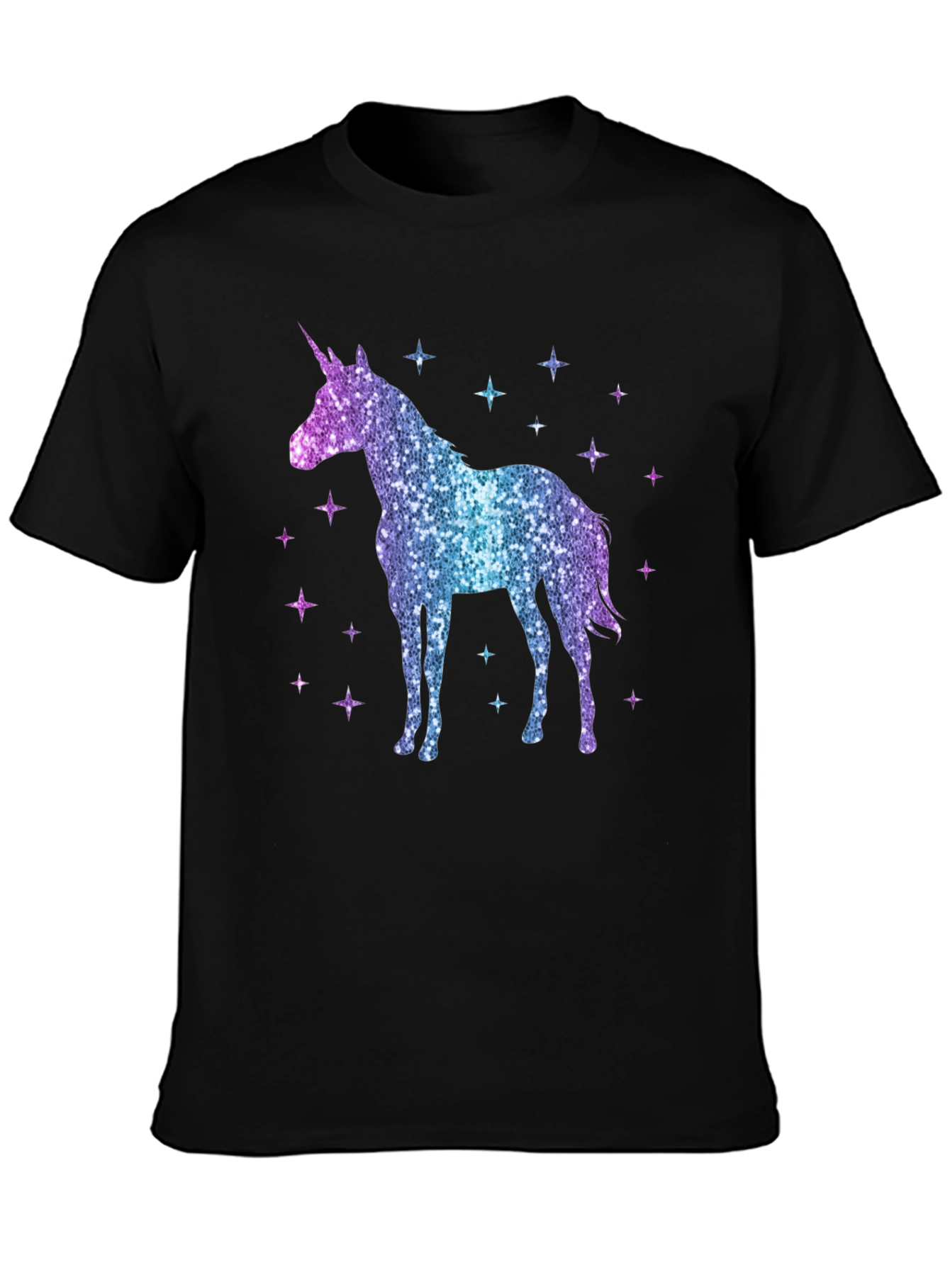 Black Sparkly Unicorn Graphic Tee - Magical Style view 3
