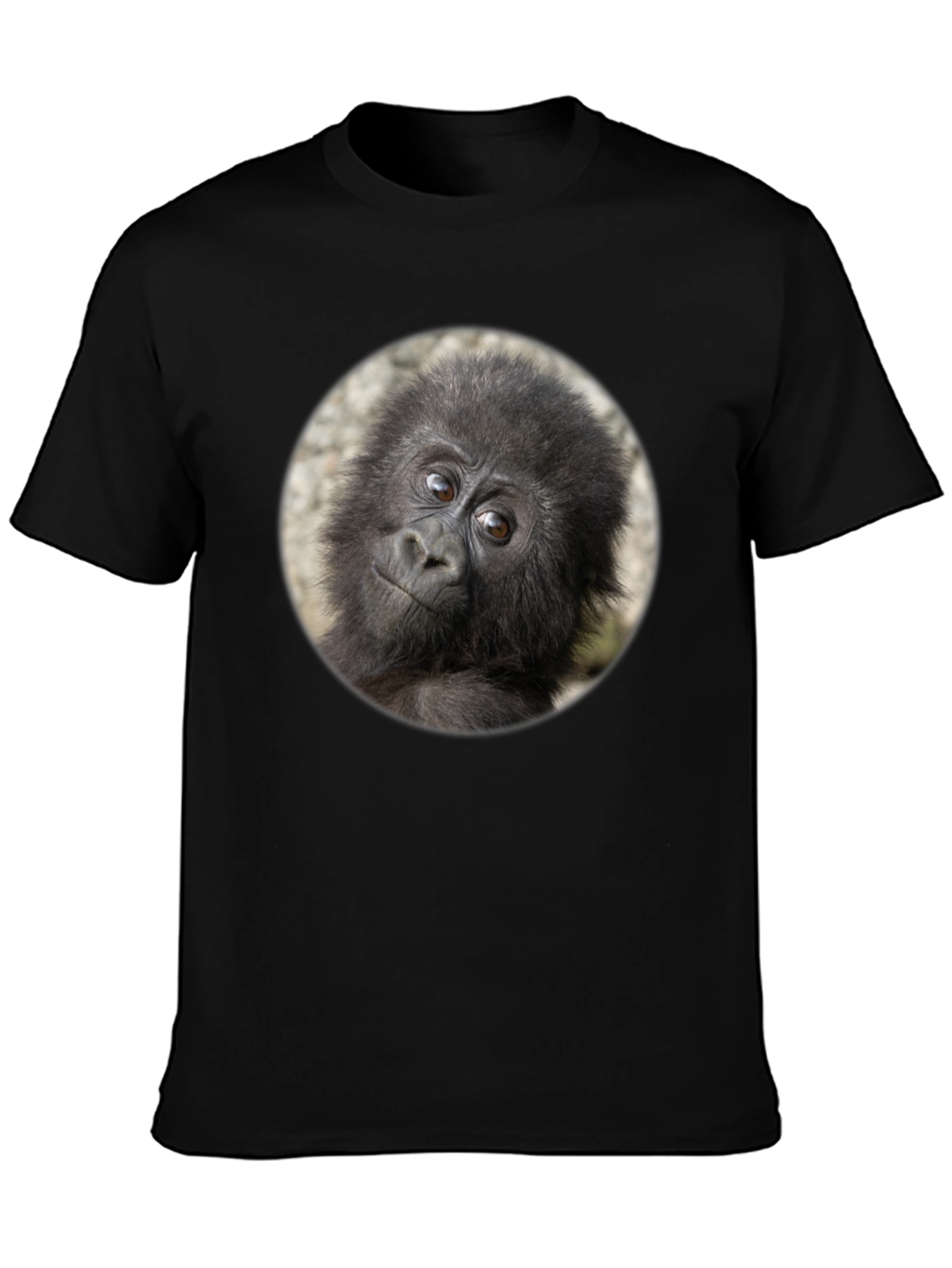Black Cool Gorilla Portrait Black T-Shirt view 3
