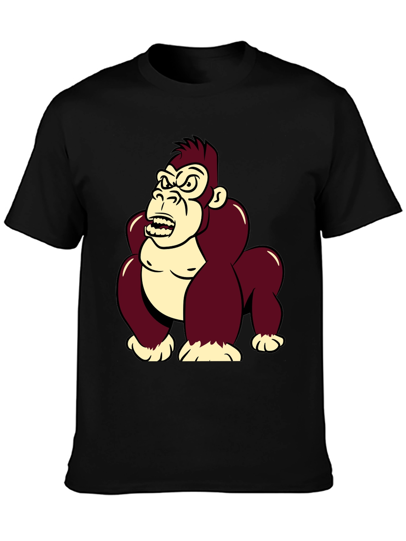 Black Angry Gorilla Graphic T-Shirt - Cool Cartoon Design view 3