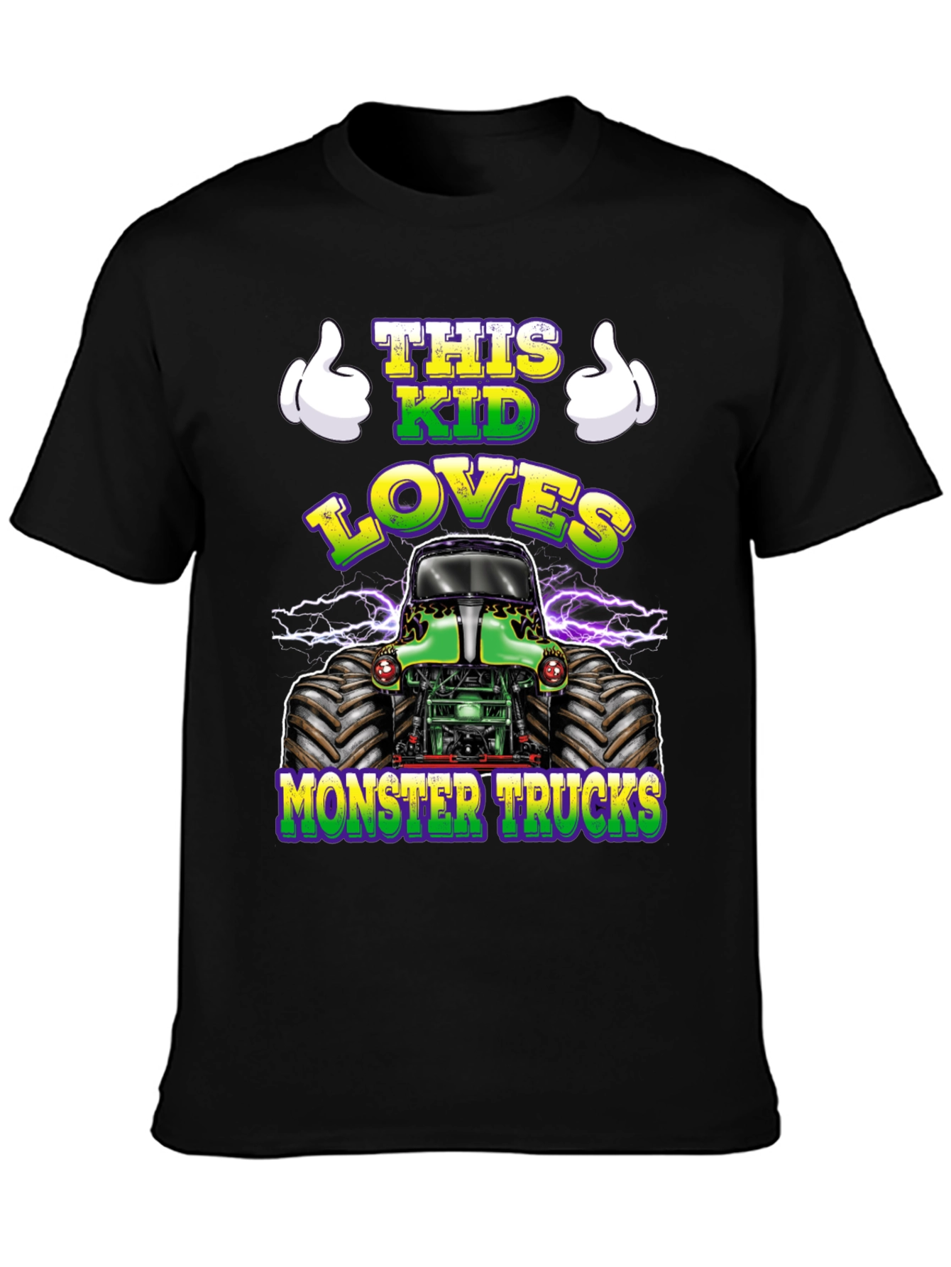 Black This Kid Loves Monster Trucks T-Shirt view 3