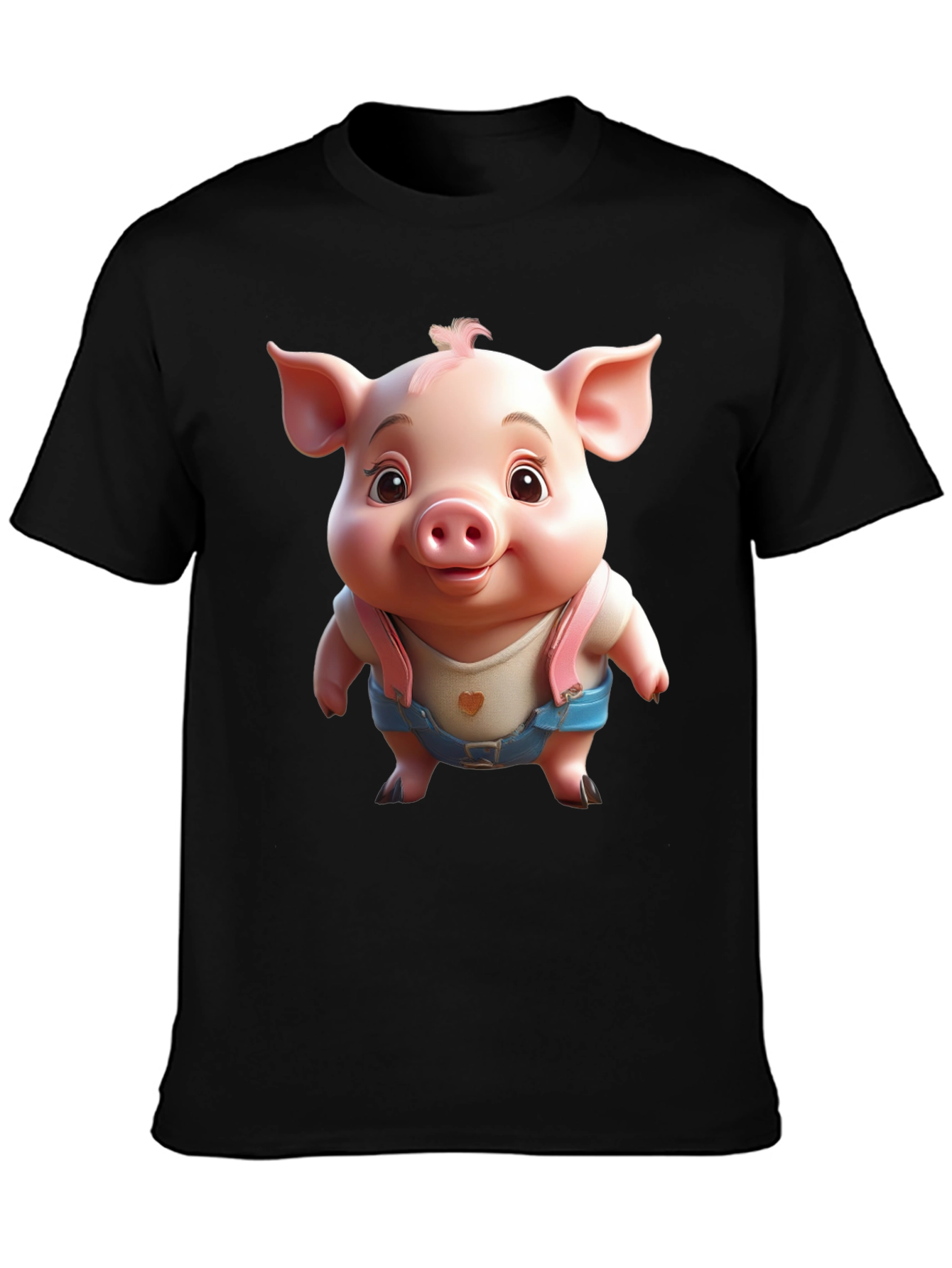Black Cute Piglet Graphic Tee - Black view 3