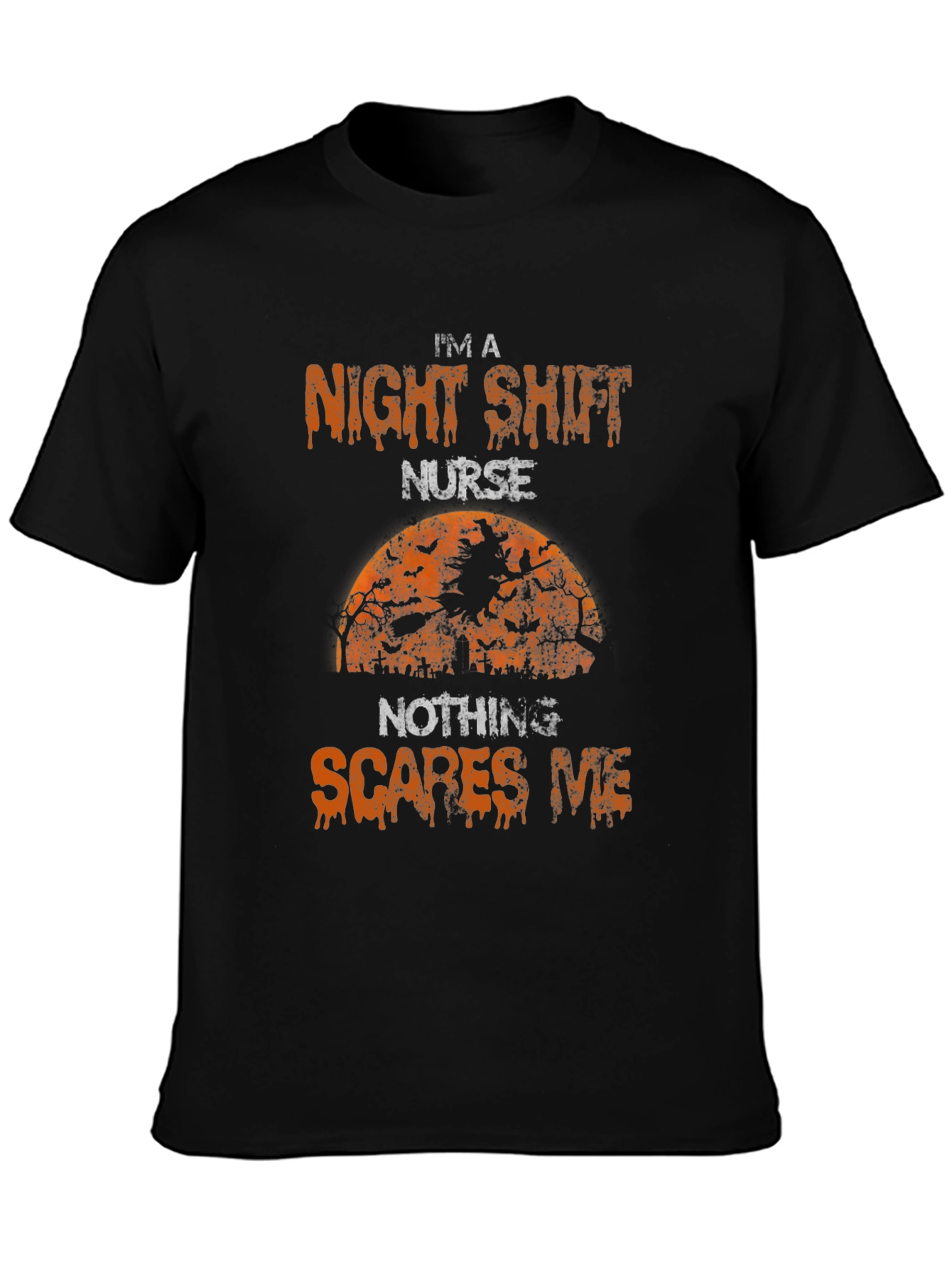 Black Night Shift Nurse Halloween T-Shirt view 3