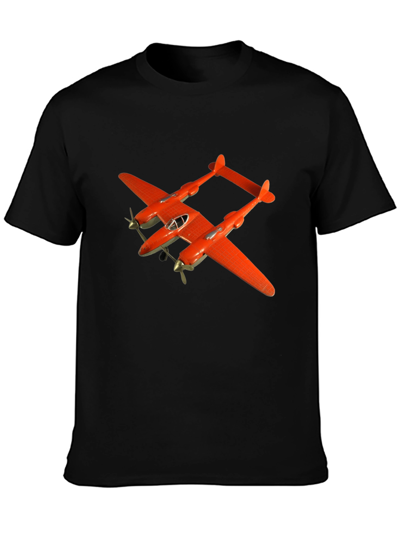 Black Retro Plane T-Shirt - Black Cotton Tee view 3