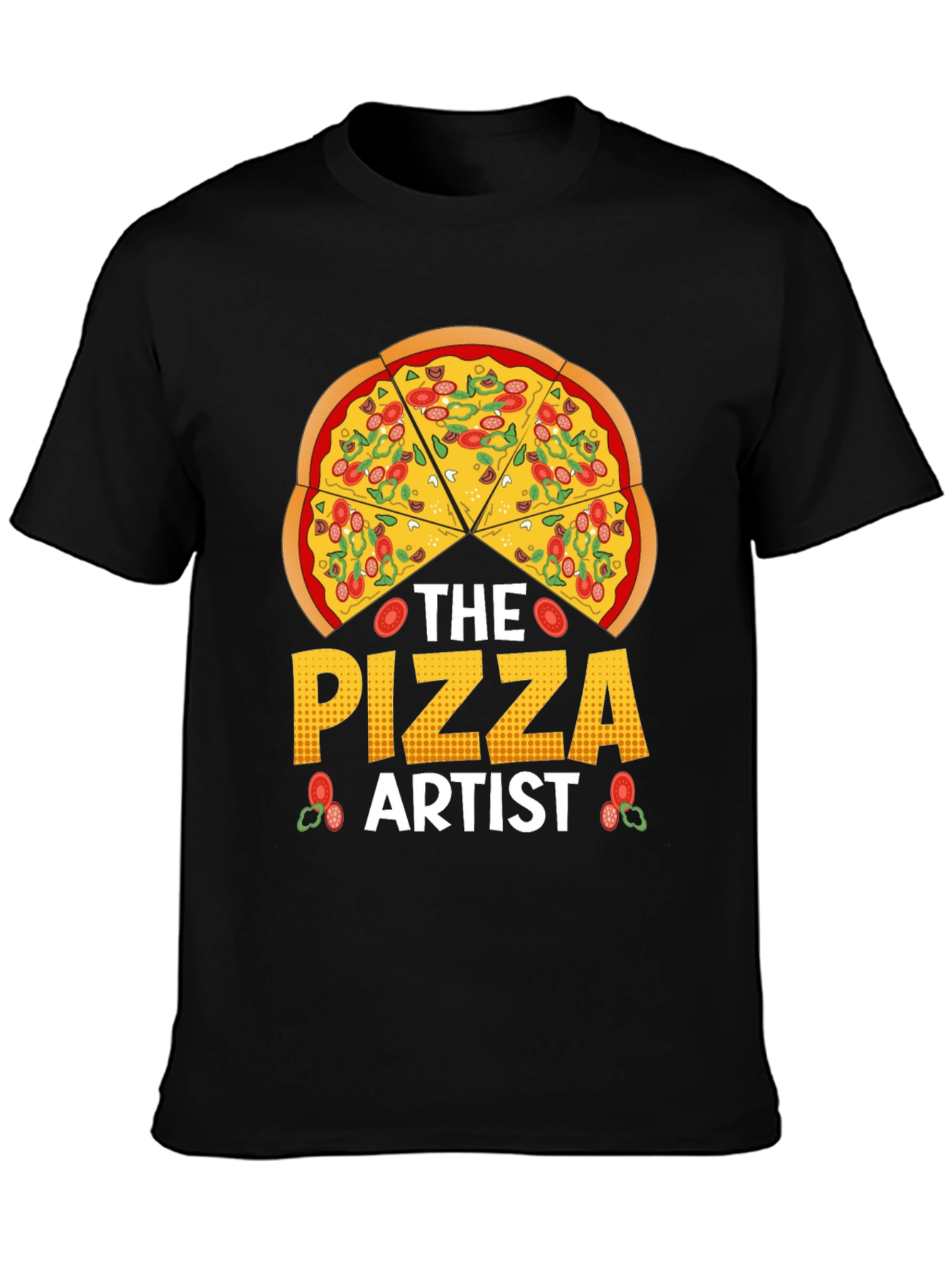 Black The Pizza Artist T-Shirt - Foodie Graphic Tee view 3