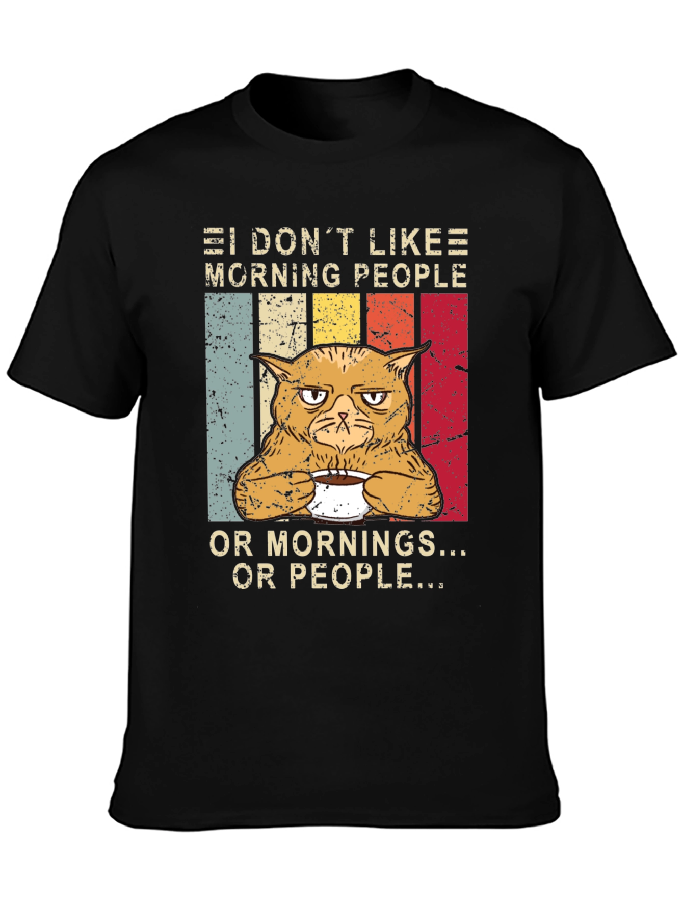 Black Grumpy Cat "I Don't Like Morning People" Graphic Tee view 3
