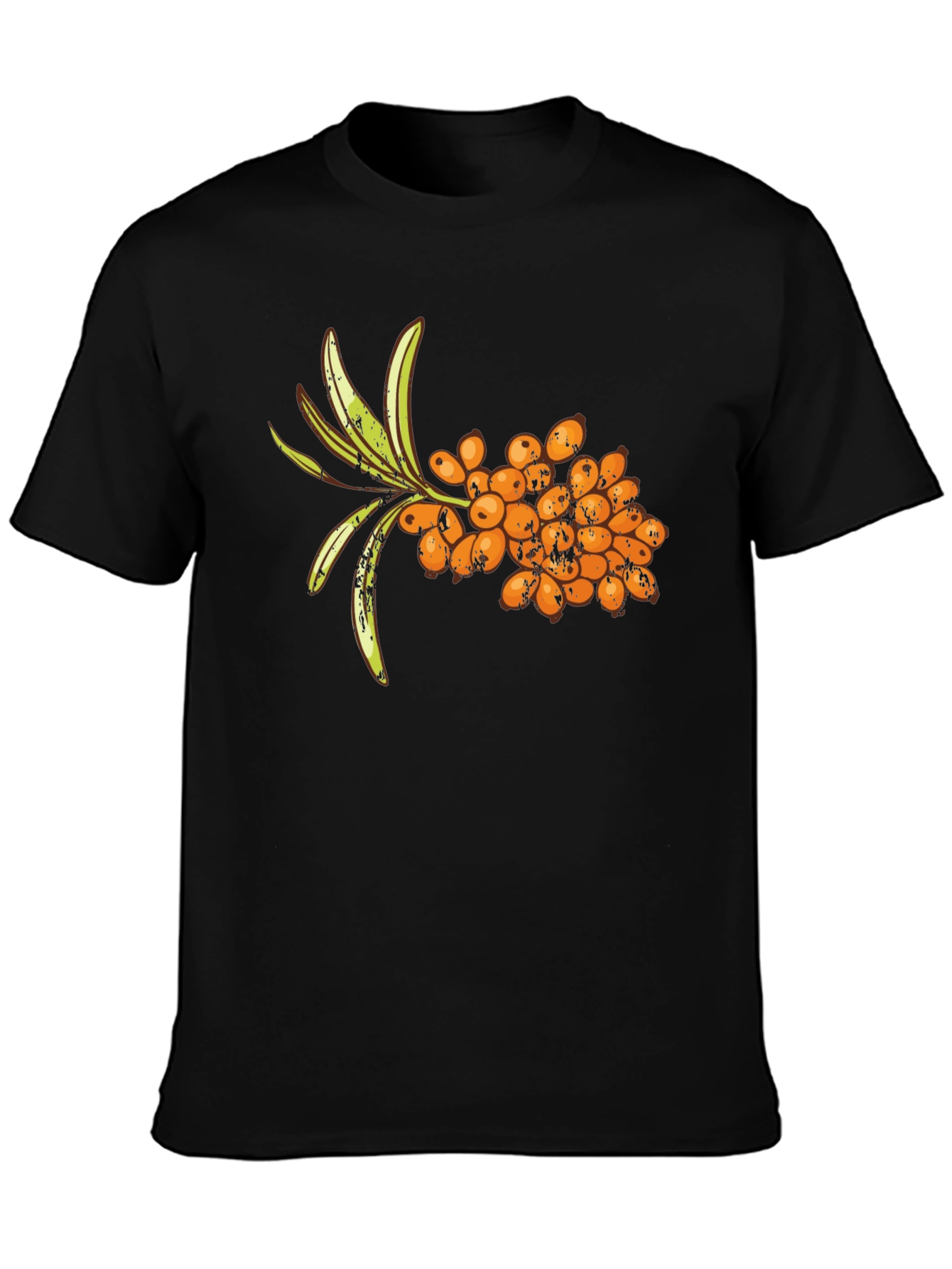Black Sea Buckthorn Berry T-Shirt - Unique Fruit Design view 3