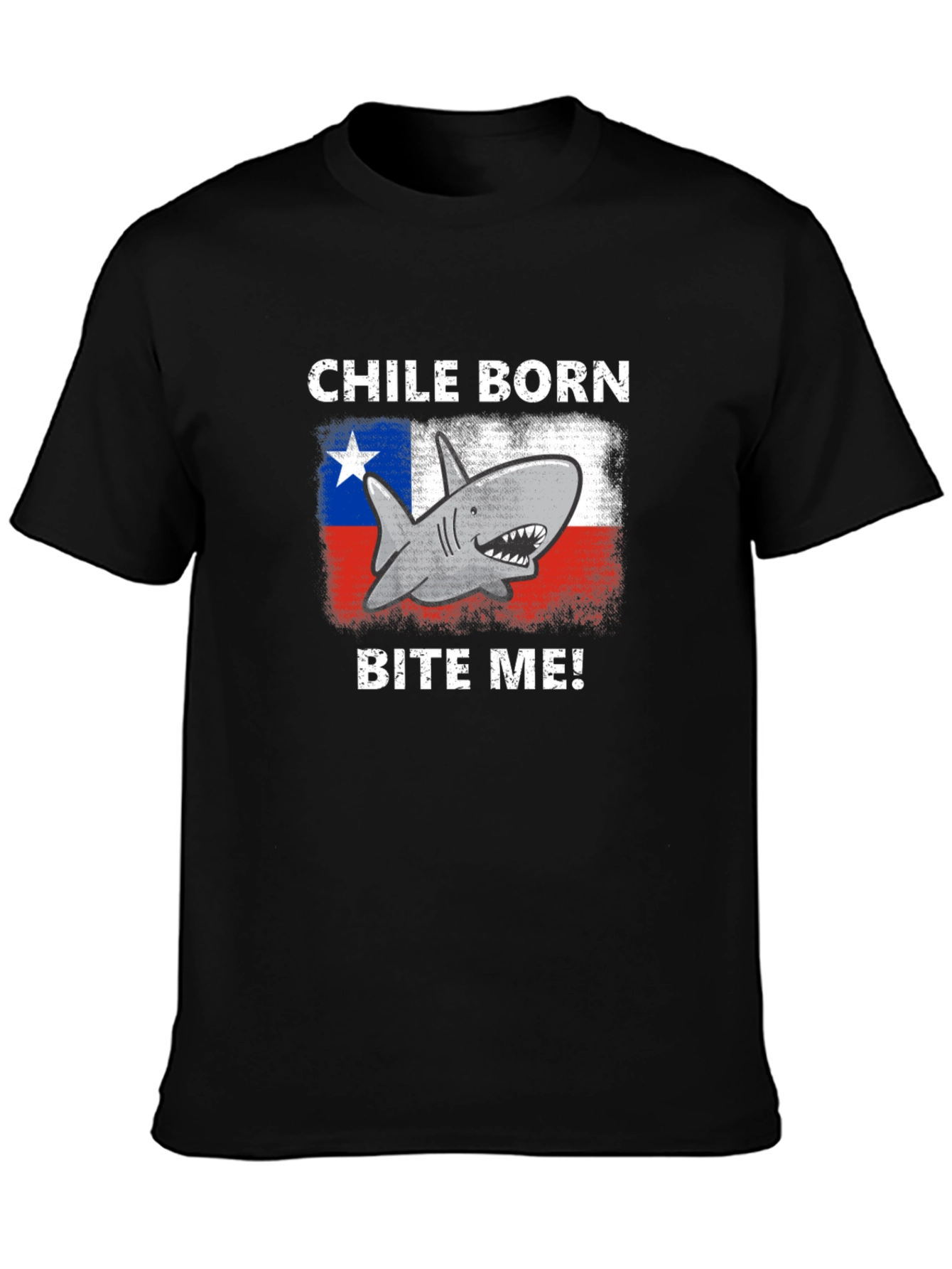 Black Chile Born Shark Bite Me! Graphic T-Shirt view 3