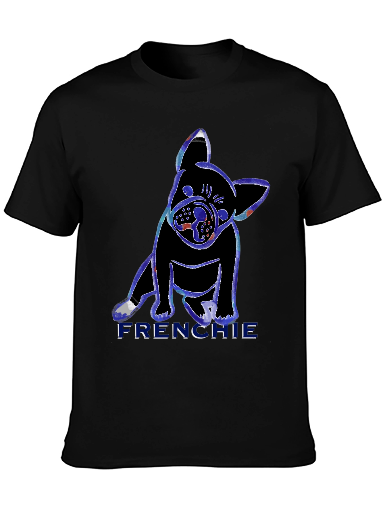 Black Frenchie Dog Graphic T-Shirt view 3