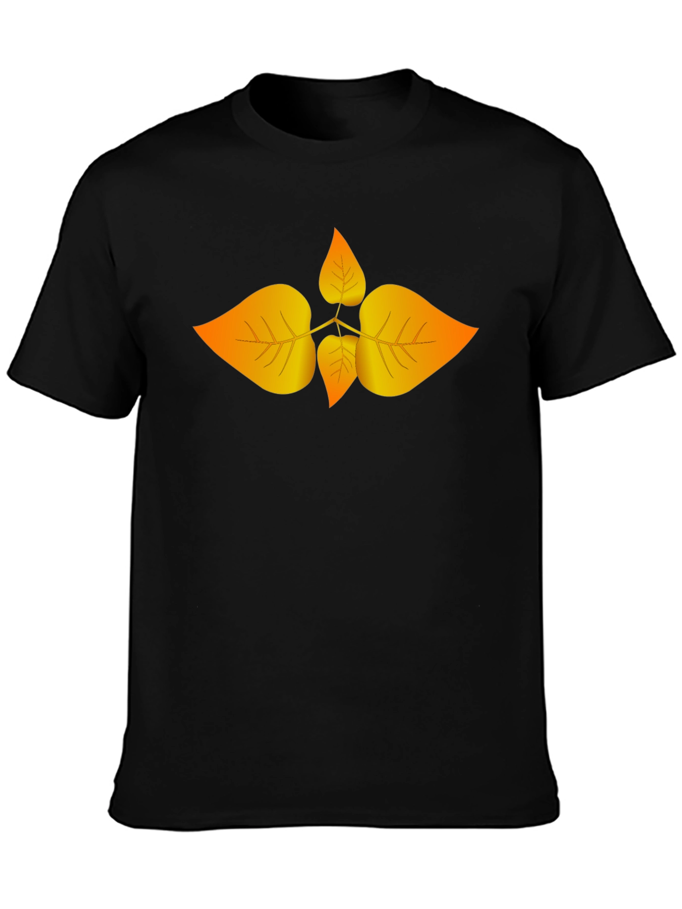Black Autumn Leaf Graphic Black T-Shirt view 3