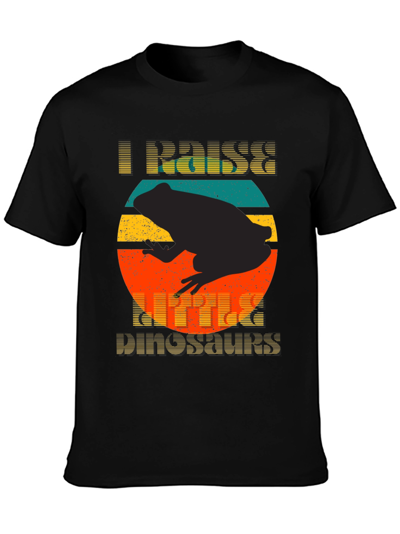 Black I Raise Little Dinosaurs Funny Frog T-Shirt view 3