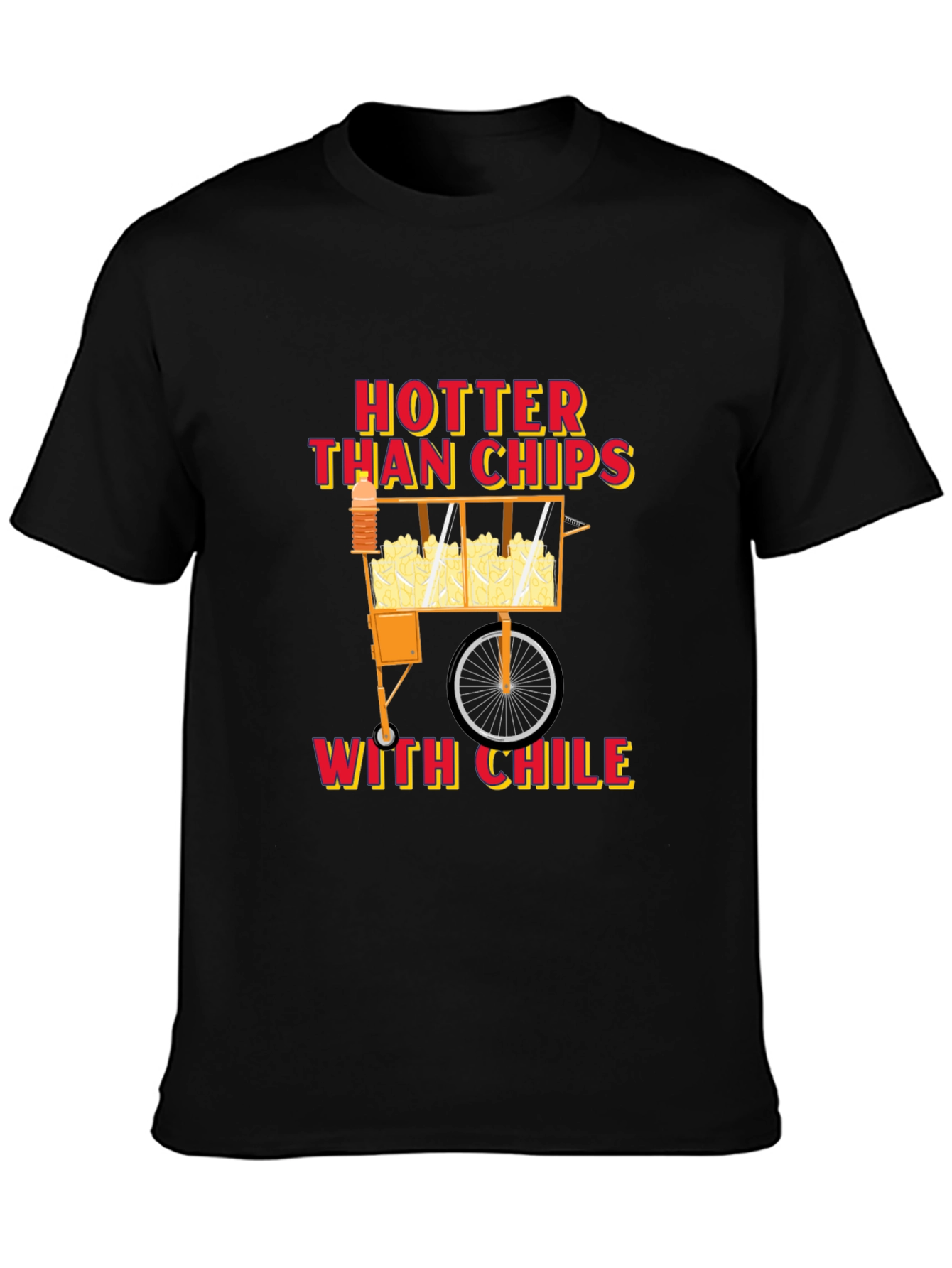 Black Hotter Than Chips with Chile Black Graphic T-Shirt view 3